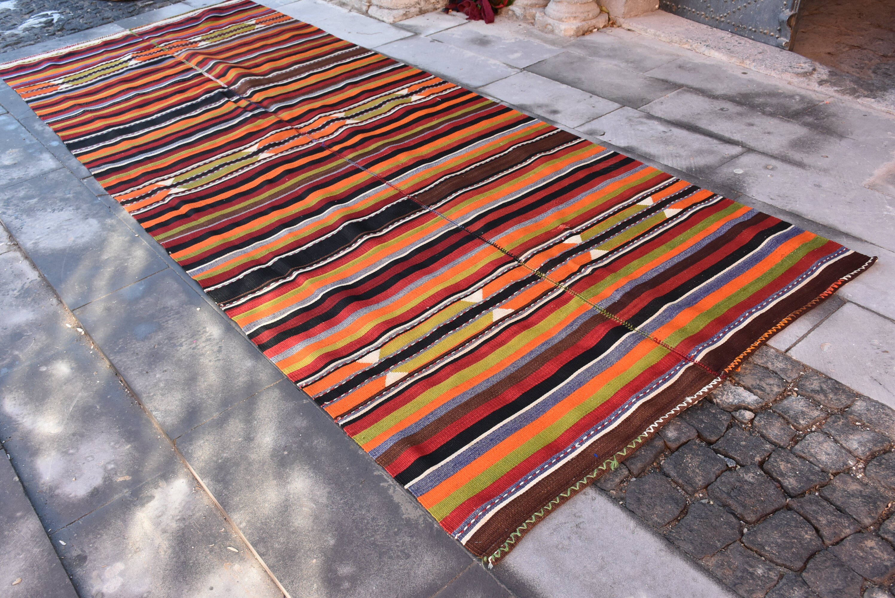 Vintage Rug, Red Wool Rug, Hallway Rug, Oriental Rug, 4.8x12.5 ft Runner Rug, Handmade Rug, Antique Rug, Kilim, Turkish Rug, Kitchen Rugs