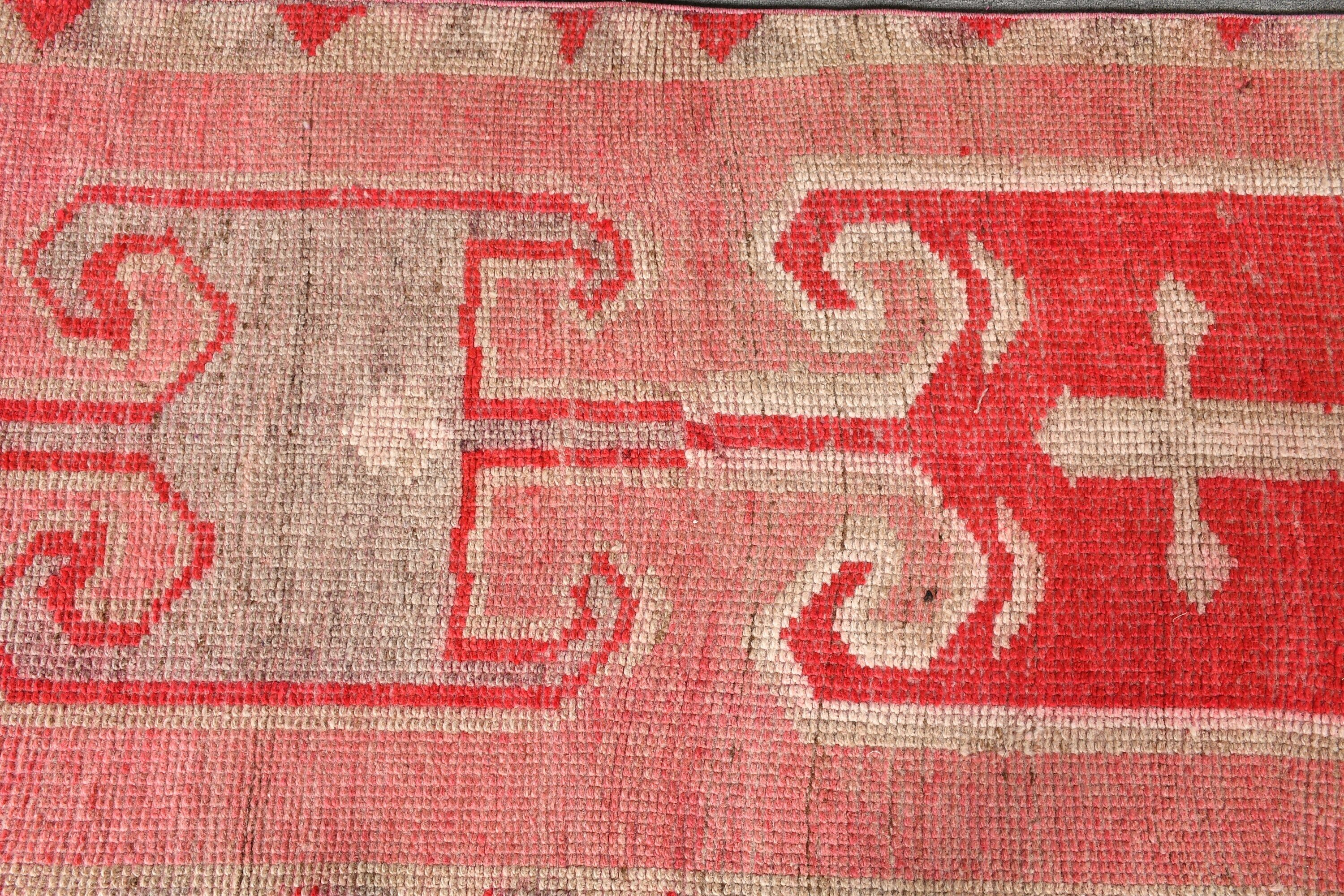 Wool Rug, Turkish Rugs, Kitchen Rug, 2.8x10.9 ft Runner Rugs, Vintage Rug, Pink Oushak Rugs, Cool Rug, Rugs for Stair, Corridor Rug