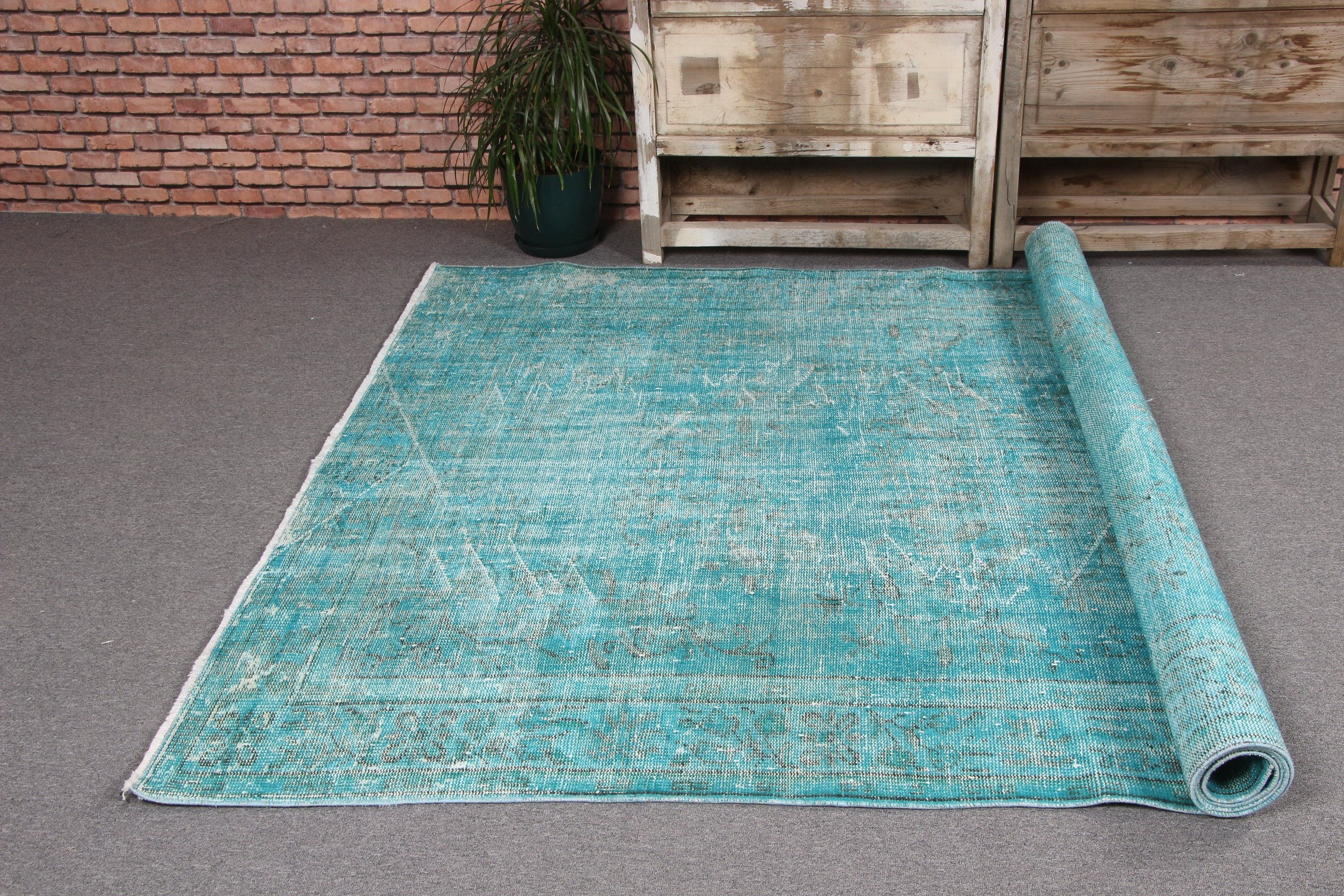 Rugs for Bedroom, Kitchen Rug, Vintage Rug, Wool Rug, Turkish Rugs, 5.9x8.9 ft Large Rugs, Blue Moroccan Rug, Bedroom Rug, Large Boho Rugs