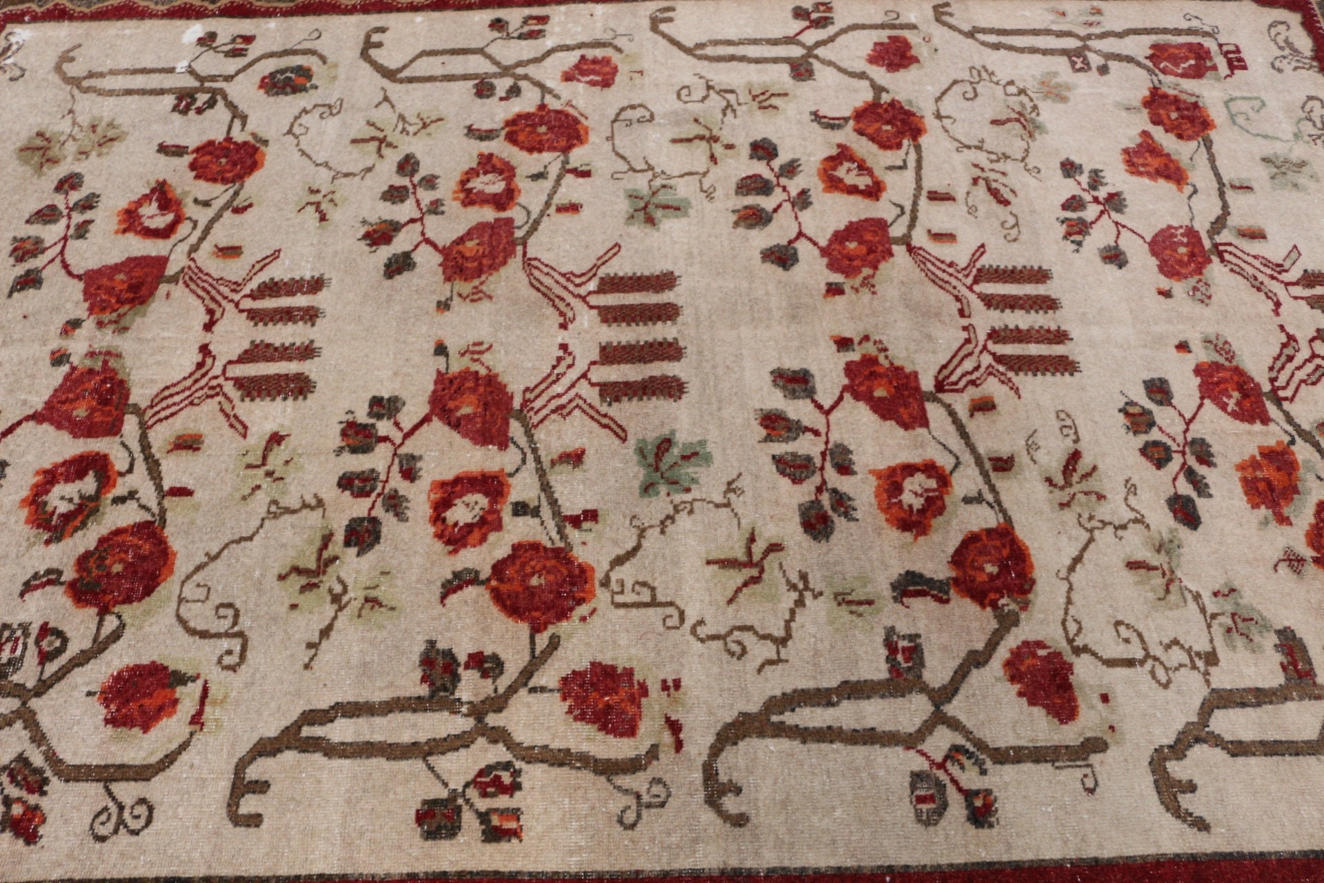 Vintage Rugs, Home Decor Rugs, Kitchen Rug, Turkish Rug, Living Room Rug, Dining Room Rug, 7.3x9.5 ft Large Rugs, Art Rugs, Beige Wool Rug