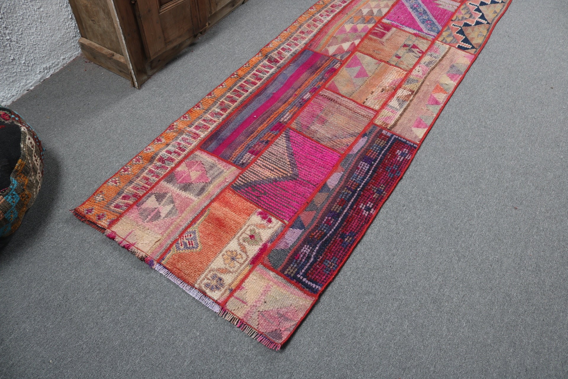 Lüks Halı, 2.8x8.6 ft Yolluk Halı, Yer Halıları, Pembe Yatak Odası Halıları, Koridor Halıları, Vintage Halılar, Türk Halıları, Uzun Yolluk Halıları