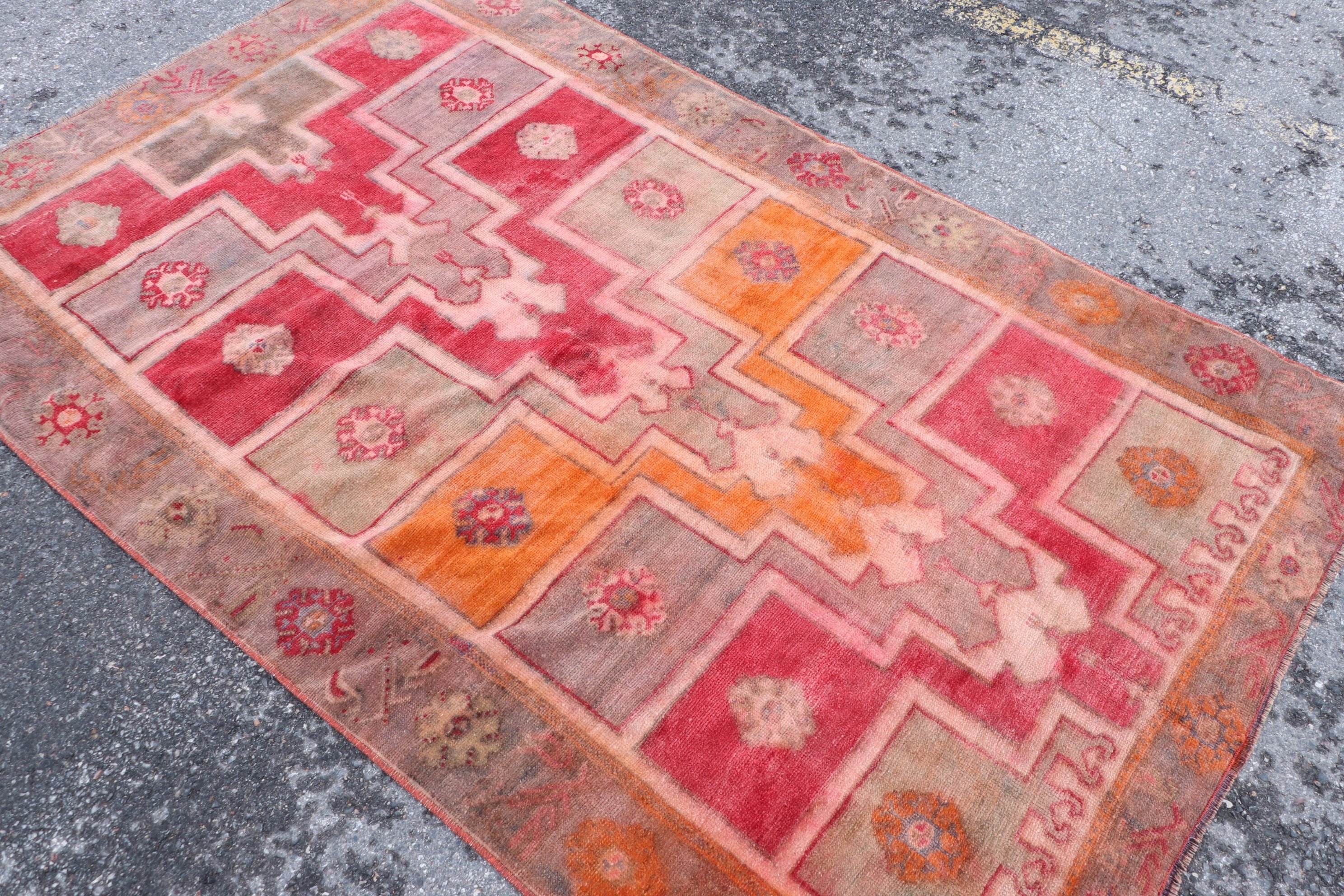 Oriental Rug, Vintage Rugs, 4.4x7 ft Area Rug, Floor Rug, Rugs for Living Room, Bedroom Rug, Turkish Rugs, Red Antique Rugs