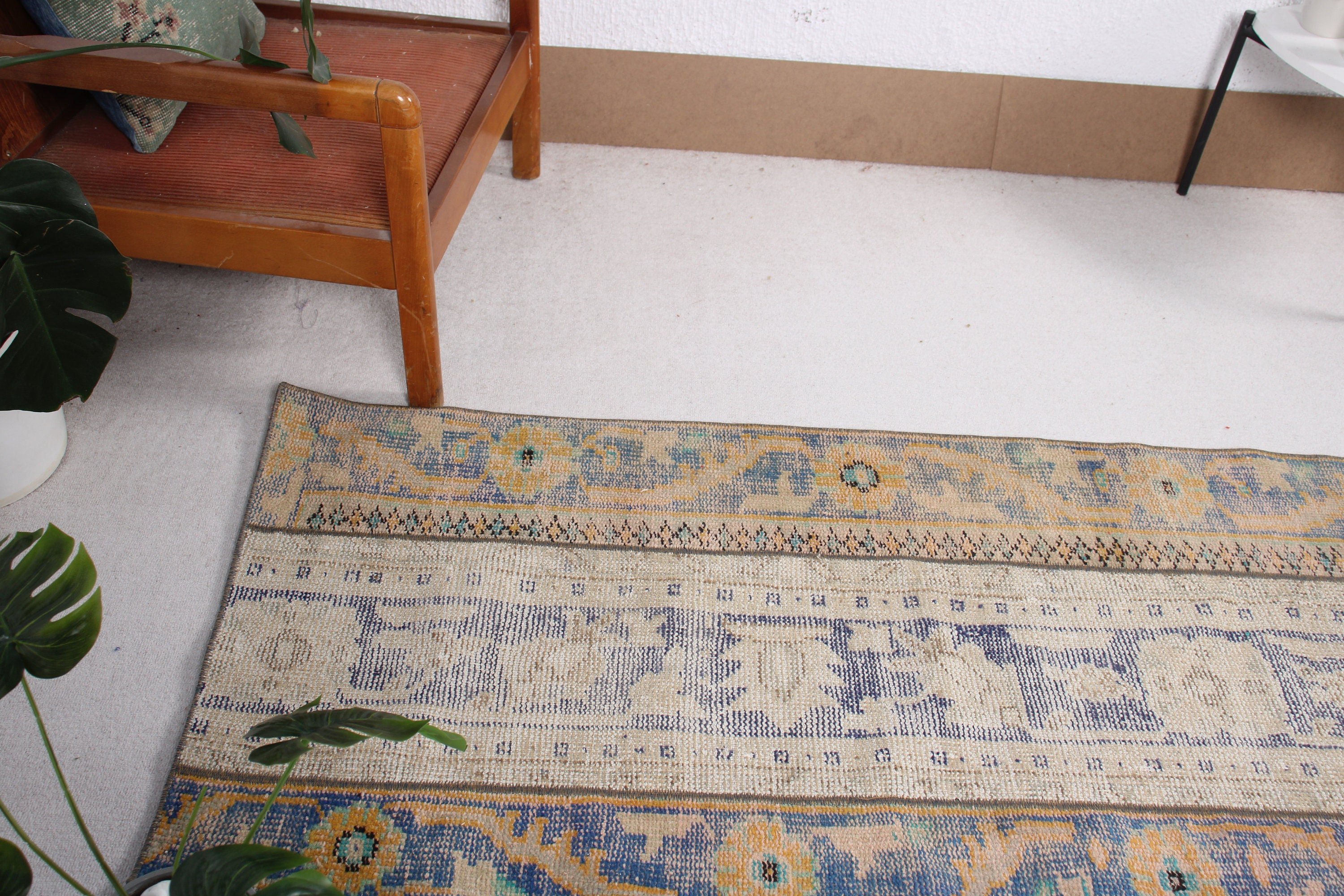 Bohem Halı, El Dokuma Halılar, Boho Halı, Mavi El Dokuma Halılar, Mutfak Halıları, 2.5x5.9 ft Küçük Halılar, Vintage Halı, Türk Halıları, Paspas Halısı