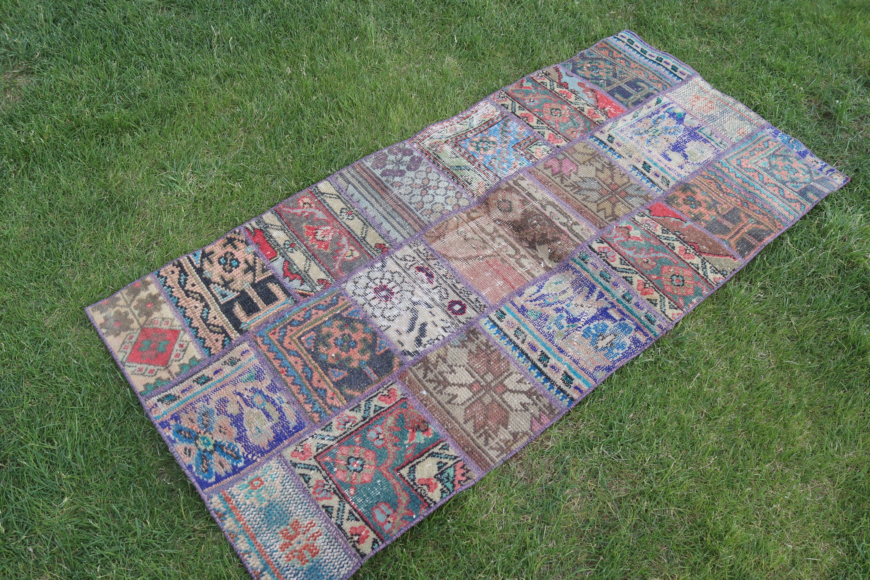 2.4x5.3 ft Küçük Halılar, Küçük Alan Halısı, Duvara Asılı Halı, Mor Oryantal Halı, Modern Halı, Vintage Halı, Türk Halıları, Antika Halılar