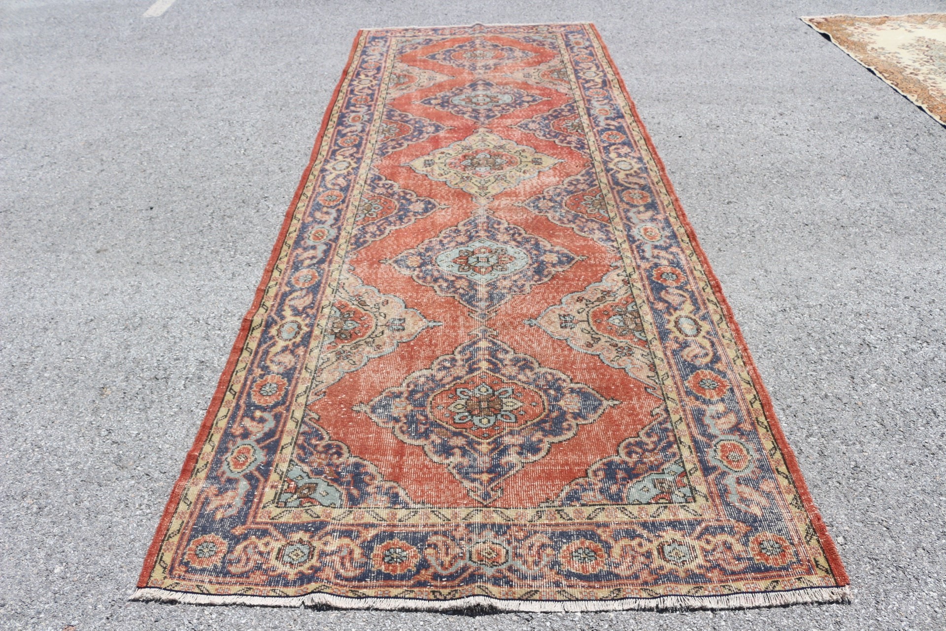 Orange Oriental Rugs, Bedroom Rug, Vintage Rugs, Hallway Rug, Turkish Rugs, Kitchen Rug, 4.7x12.6 ft Runner Rug, Rugs for Stair, Floor Rug