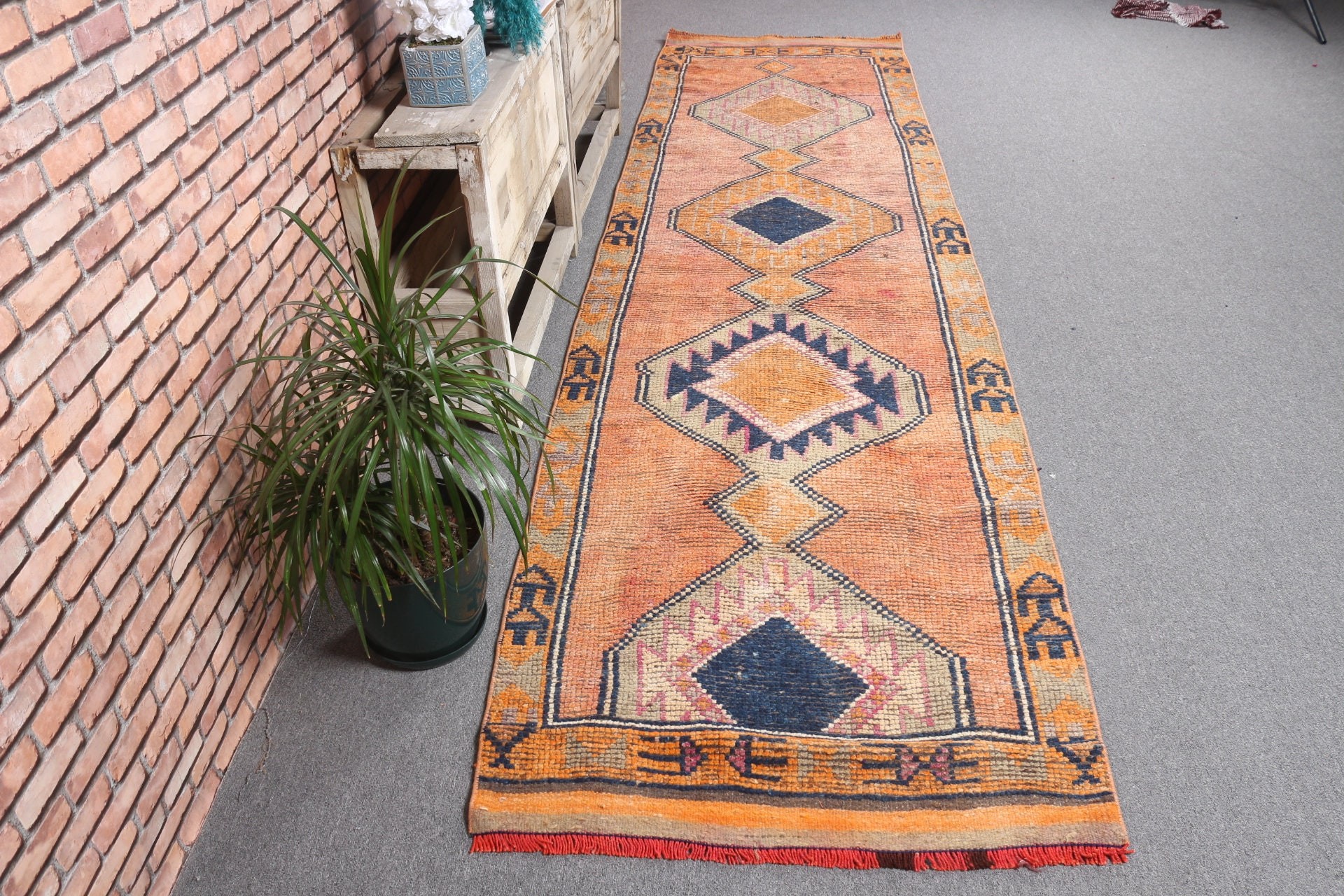 Oushak Rugs, Rugs for Runner, 3x11.4 ft Runner Rug, Stair Rugs, Turkish Rugs, Kitchen Rug, Home Decor Rugs, Vintage Rug, Pink Floor Rug