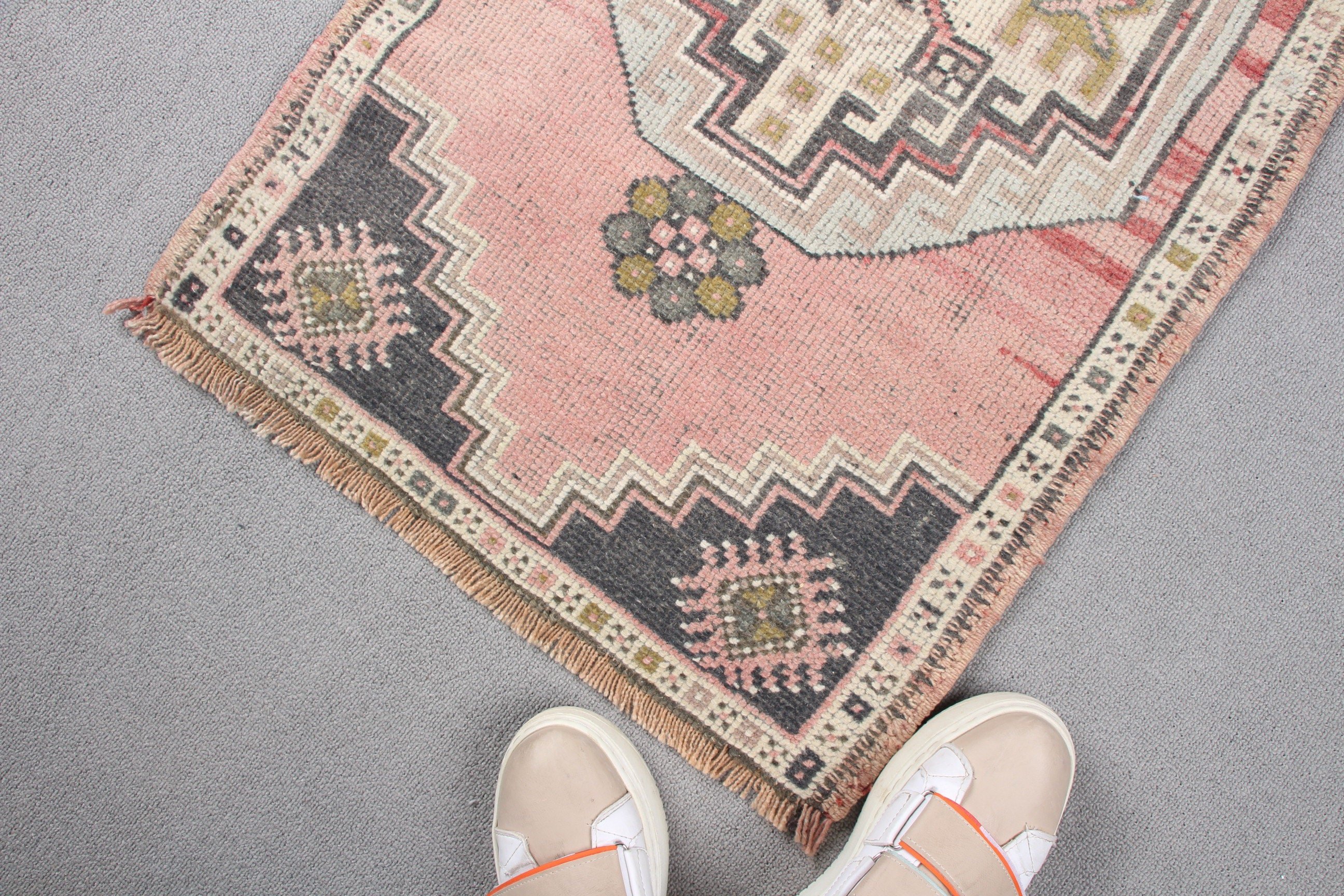 Anatolian Rugs, Antique Rug, Art Rug, Turkish Rug, Bath Rug, Rugs for Entry, 1.8x3.3 ft Small Rug, Pink Cool Rug, Vintage Rug, Bathroom Rug