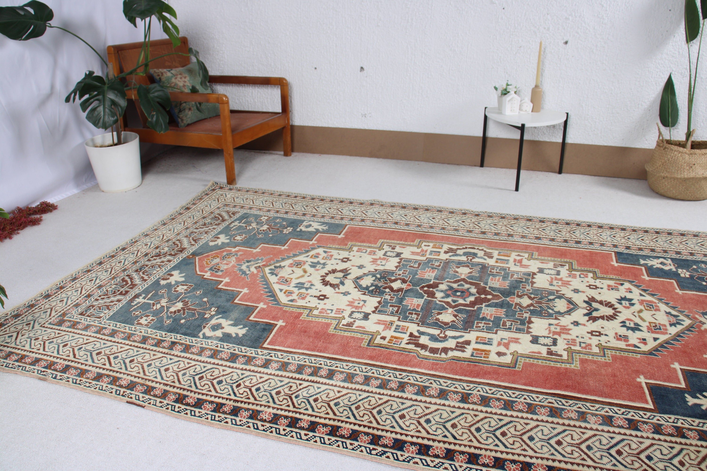 Floor Rugs, Blue Flatweave Rugs, Salon Rug, 5.3x9.5 ft Large Rugs, Turkish Rug, Living Room Rugs, Luxury Rugs, Vintage Rugs, Handwoven Rugs