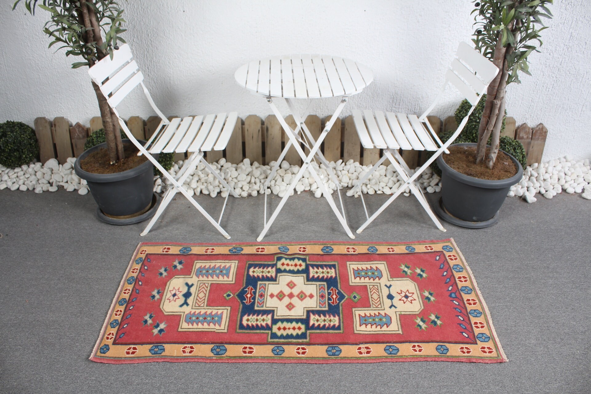 Home Decor Rugs, Red  2.3x4.8 ft Small Rug, Anatolian Rugs, Vintage Rug, Kitchen Rug, Turkish Rugs, Car Mat Rug, Ethnic Rug