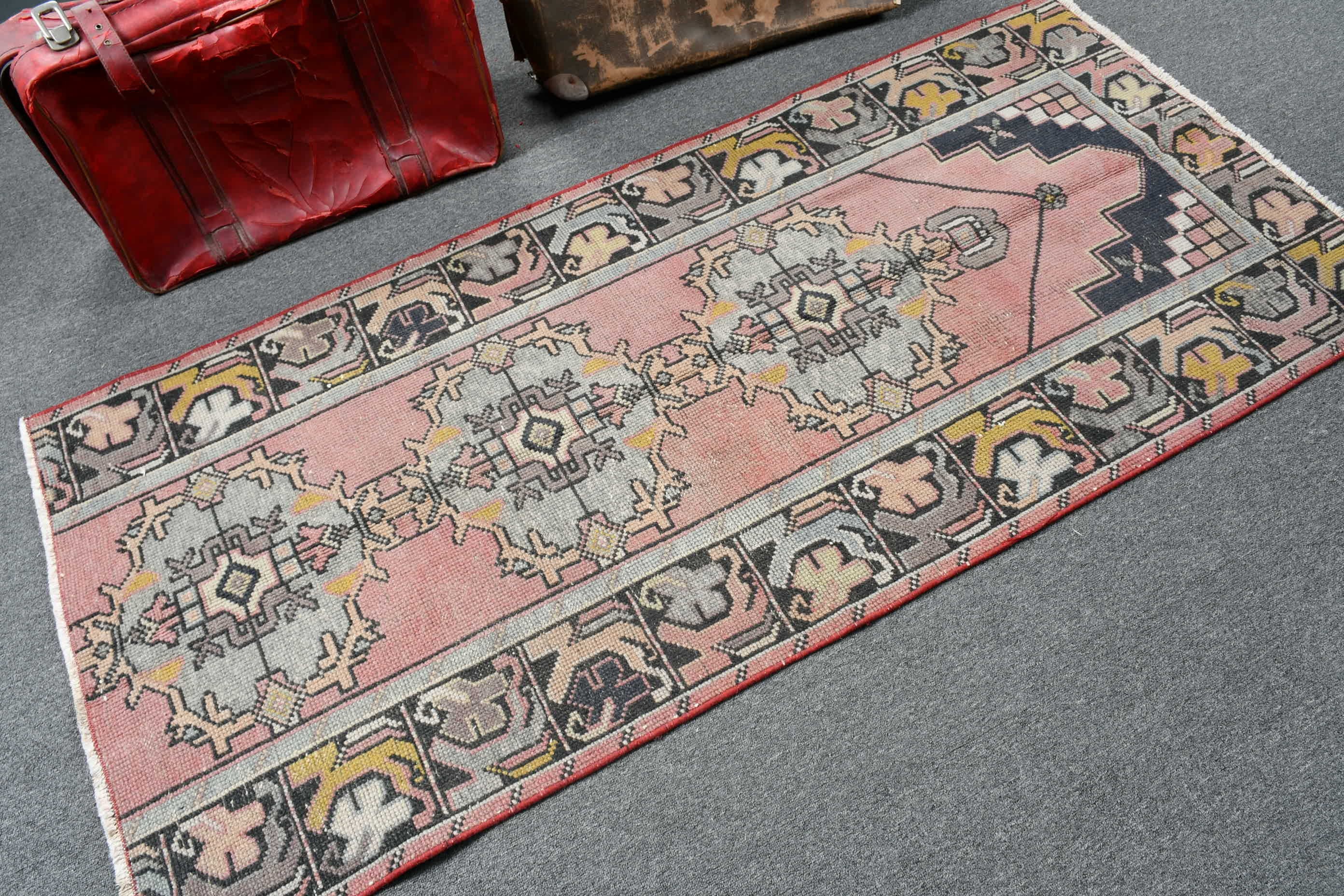 Nursery Rug, Rugs for Bedroom, Oushak Rug, Vintage Rug, Turkish Rug, Entry Rug, 2.9x6.3 ft Accent Rug, Moroccan Rugs, Pink Floor Rug