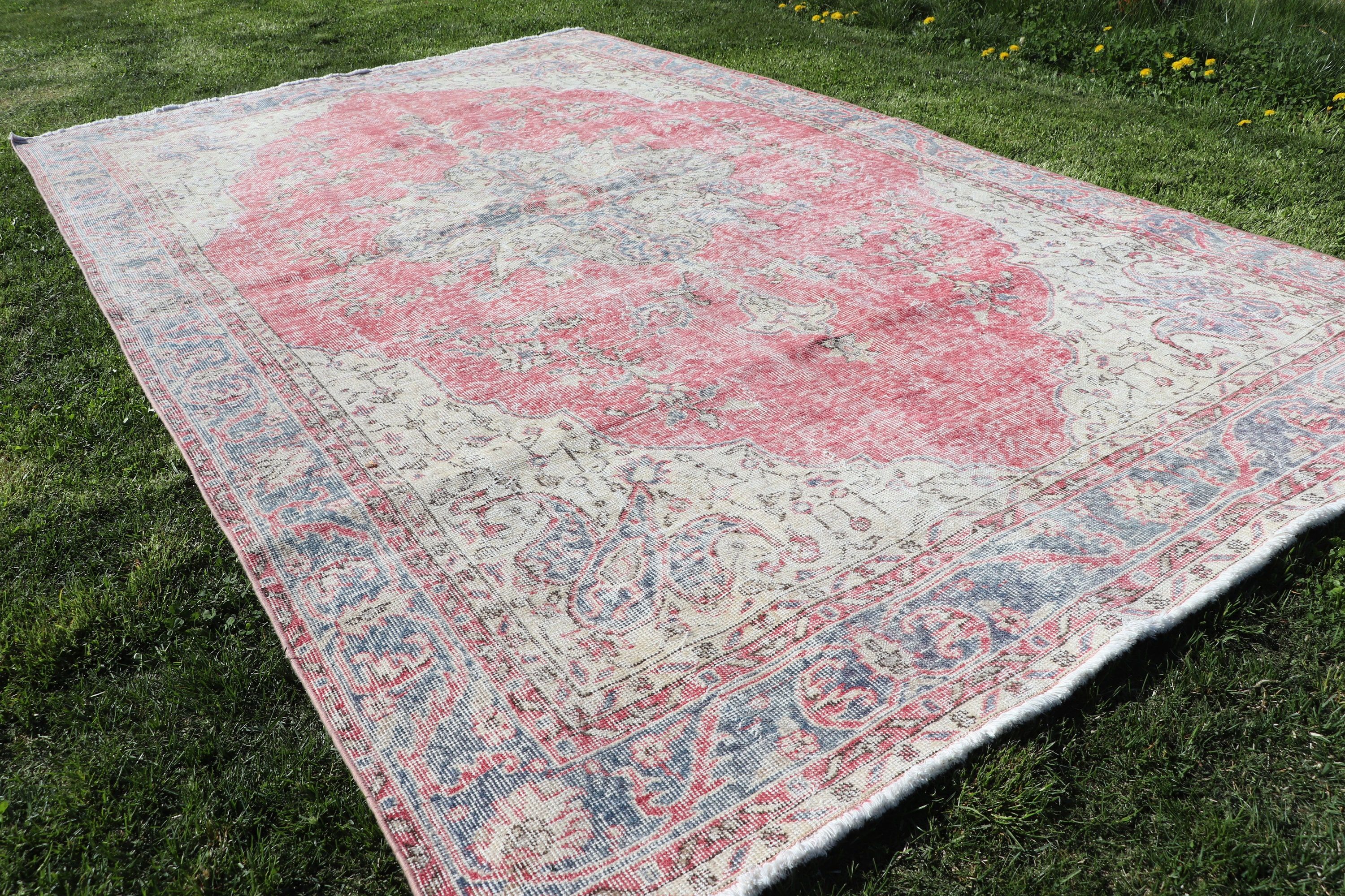 Red Moroccan Rug, Bedroom Rugs, Living Room Rugs, Turkish Rugs, Vintage Rugs, Office Rugs, Luxury Rug, 6.1x10.3 ft Large Rugs