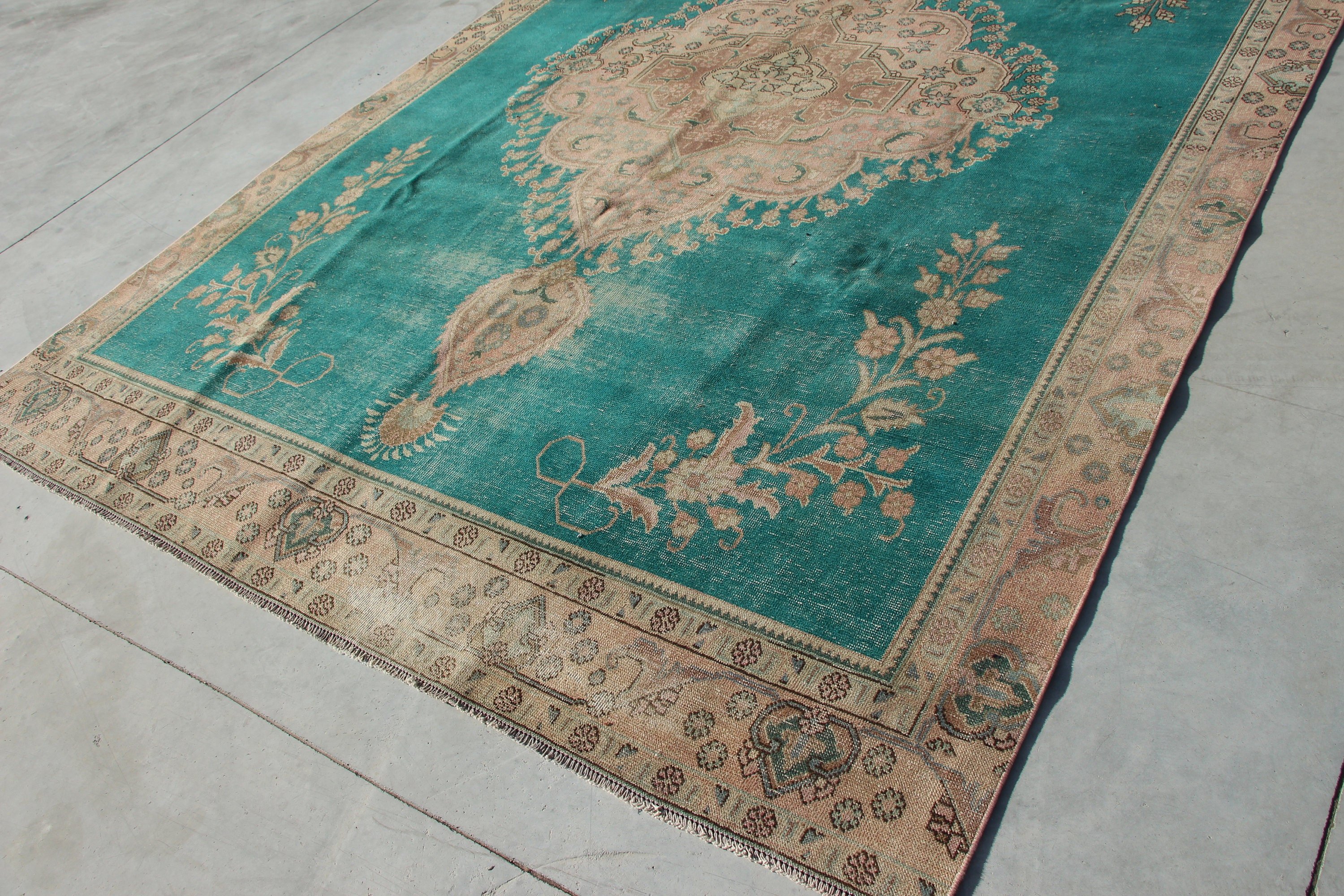 Turkish Rugs, Green Floor Rug, Vintage Rug, Living Room Rug, Kitchen Rug, 8.4x12.3 ft Oversize Rugs, Art Rugs, Cool Rugs, Dining Room Rugs