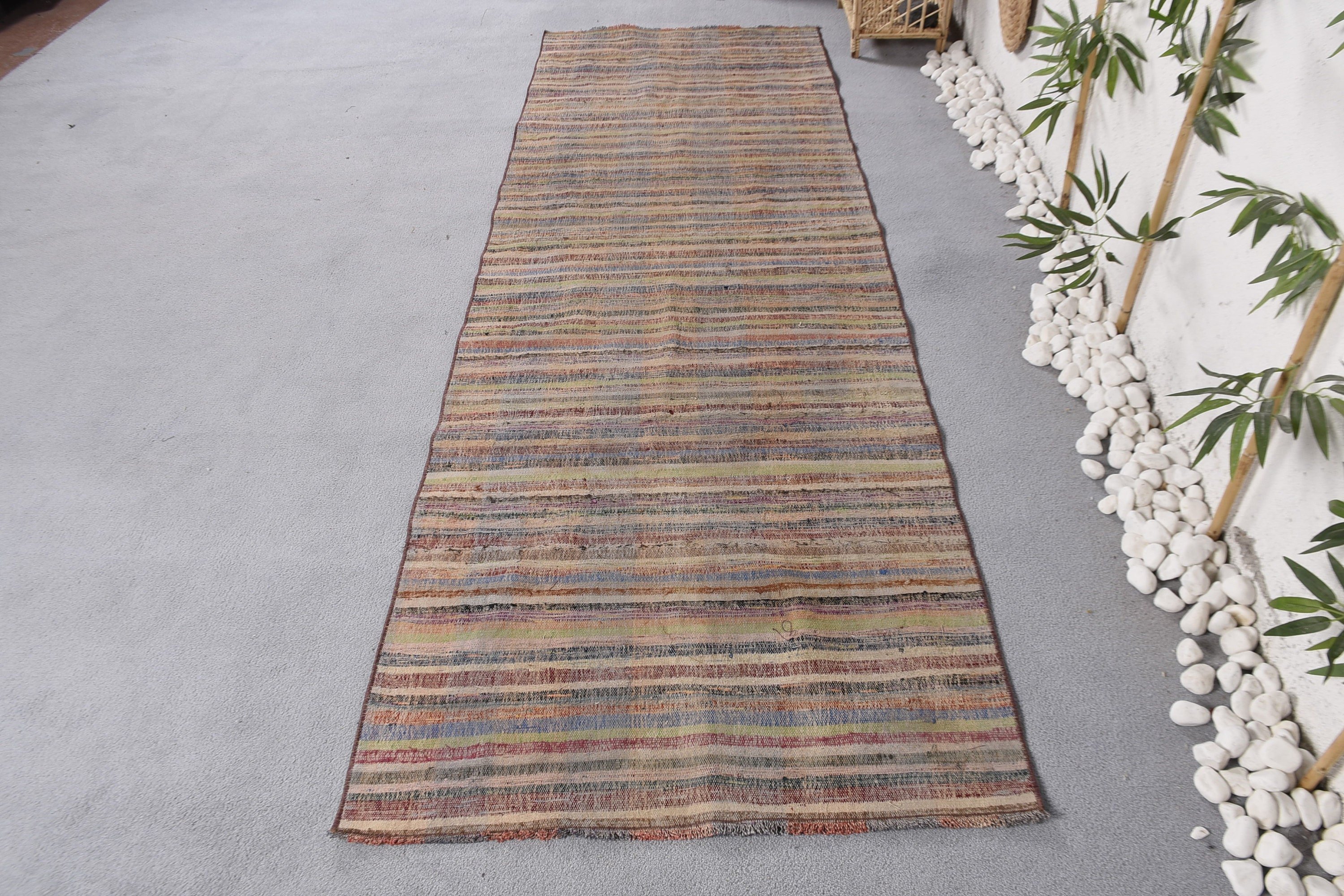 Long Runner Rugs, Corridor Rugs, Rainbow Geometric Rugs, Flatweave Rugs, 3x9.3 ft Runner Rugs, Vintage Rug, Turkish Rug