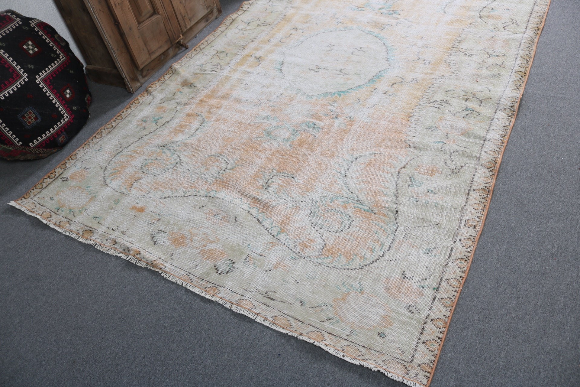 Modern Rug, Handwoven Rug, Large Oushak Rug, Floor Rug, Beige  5.8x8.7 ft Large Rug, Vintage Rugs, Turkish Rugs, Bedroom Rugs