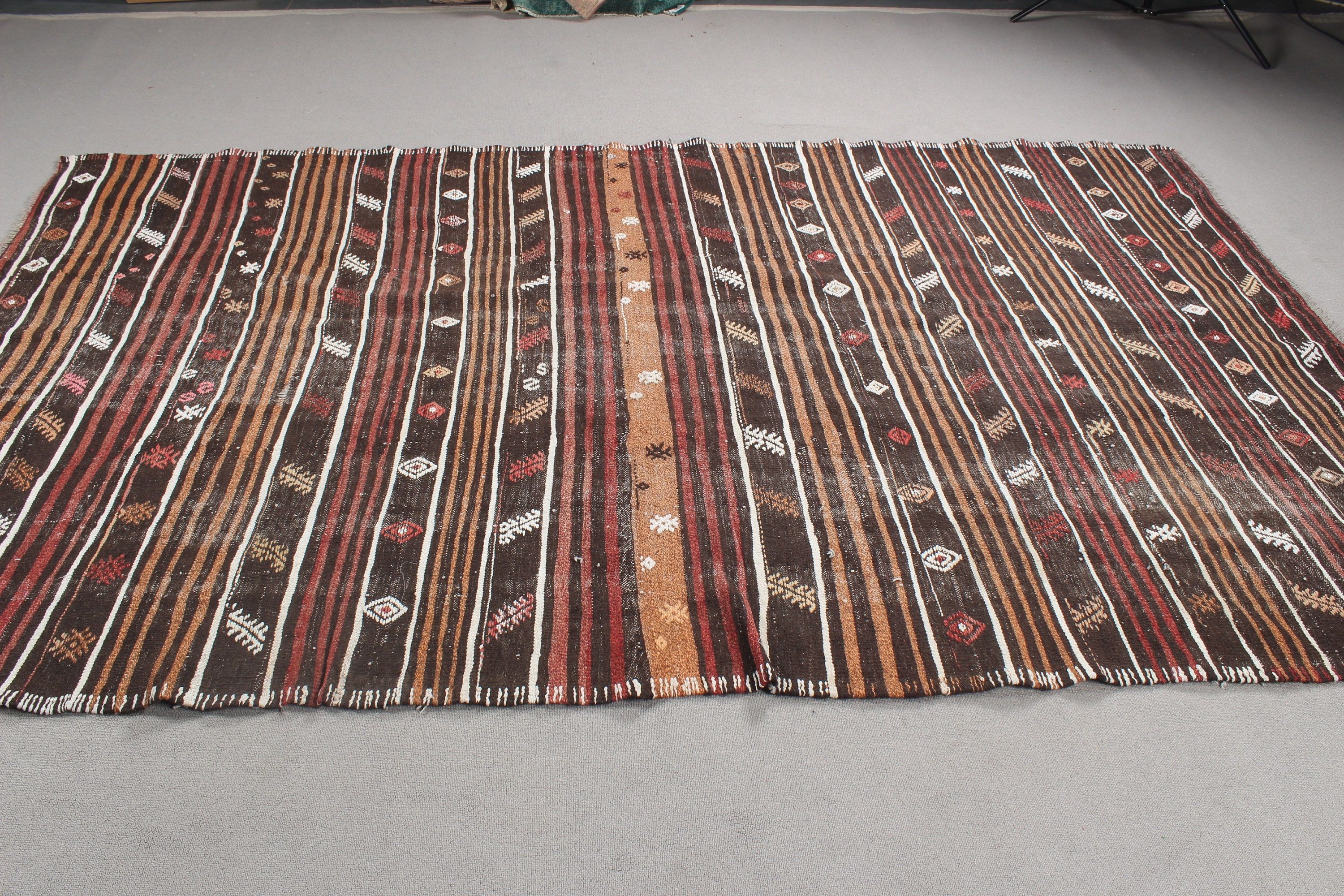 Antika Halı, Türk Halısı, Vintage Halı, Büyük Boho Halıları, Kilim, Büyük Vintage Halı, Lüks Halılar, Kahverengi Yer Halısı, 6x9.7 ft Büyük Halılar