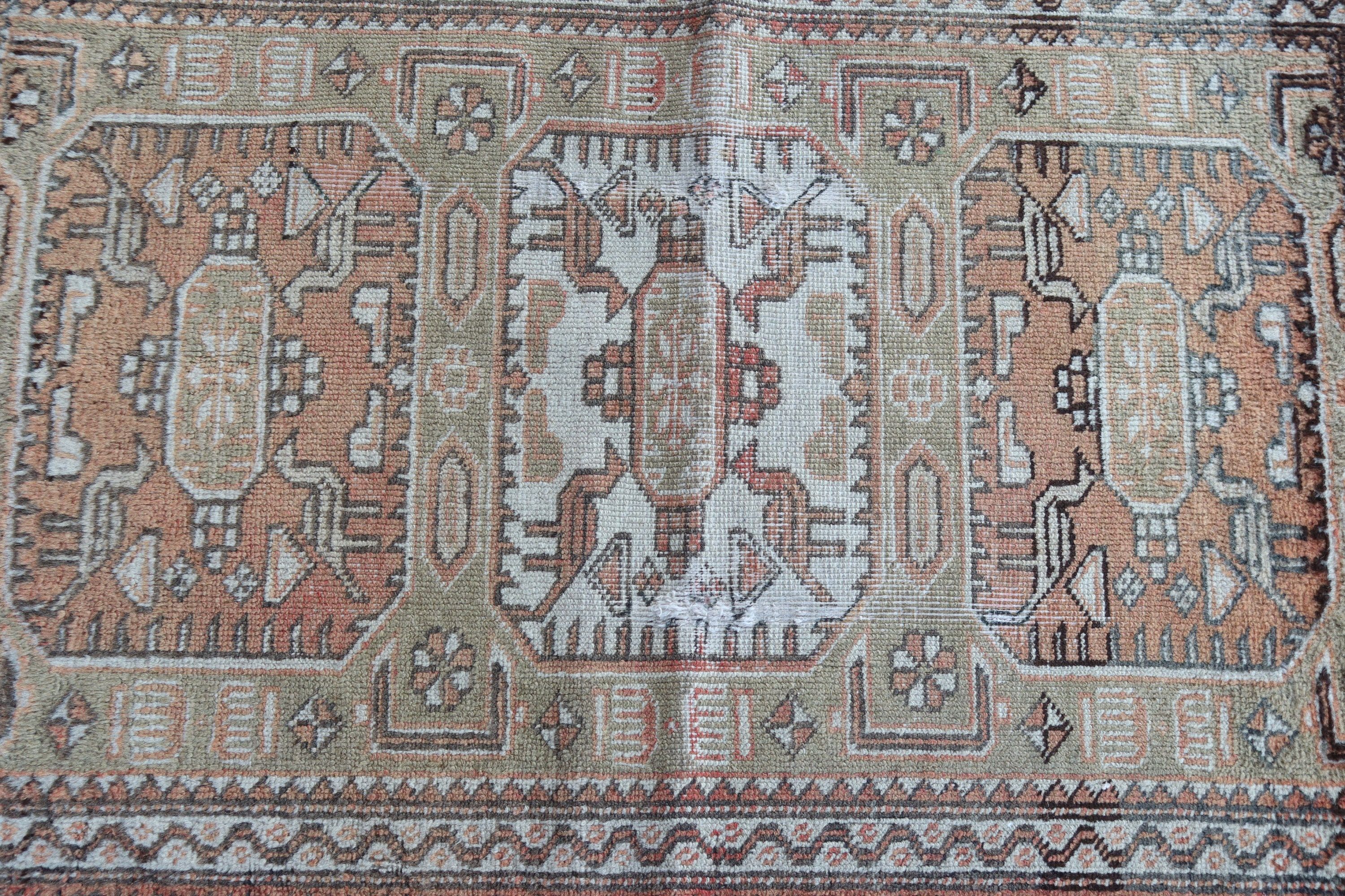 2.2x3.3 ft Küçük Halı, Duvara Asılı Halı, Kahverengi Antika Halı, Türk Halısı, Ofis Halıları, Vintage Halı, Mutfak Halıları, Banyo Halıları, Yün Halı