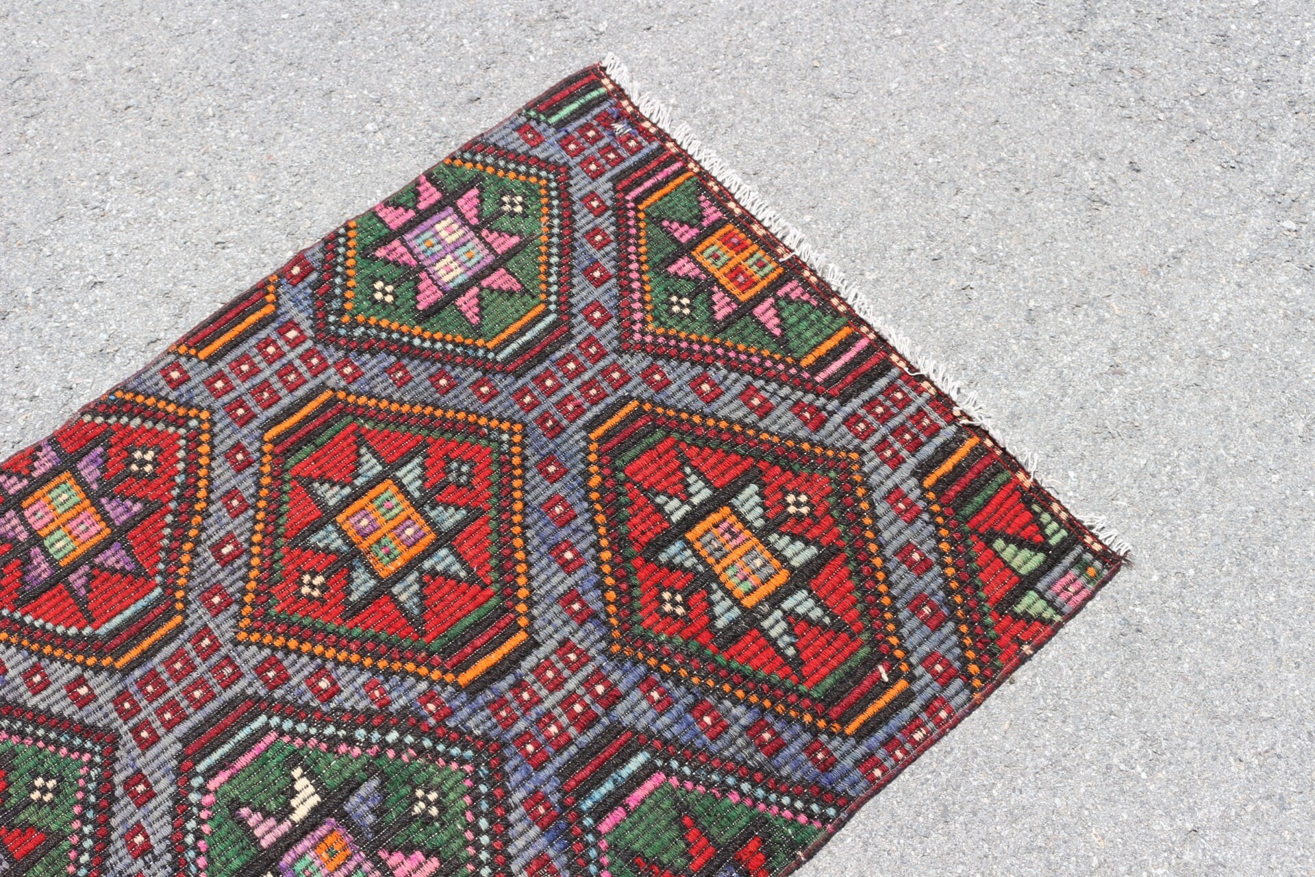 Çocuk Halısı, 2.8x5.2 ft Küçük Halı, El Dokuma Halı, Vintage Halı, Kilim, Antika Halı, Yer Halıları, Türk Halısı, Giriş Halısı, Yeşil Oushak Halı