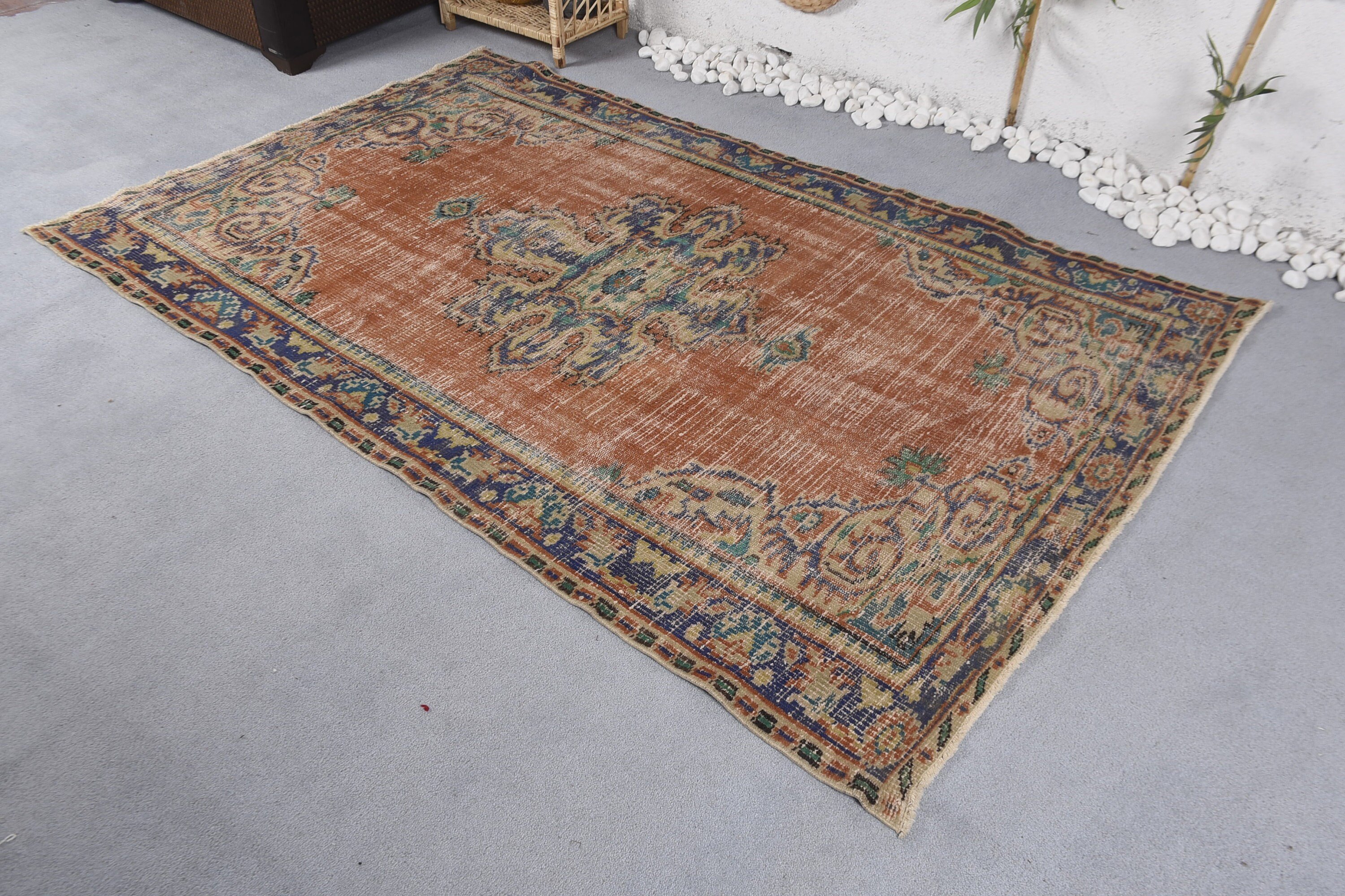 Rugs for Area, Vintage Rug, Blue Bedroom Rug, 4.4x7.3 ft Area Rug, Cool Rug, Turkish Area Rug Rugs, Floor Rug, Kitchen Rug, Turkish Rug