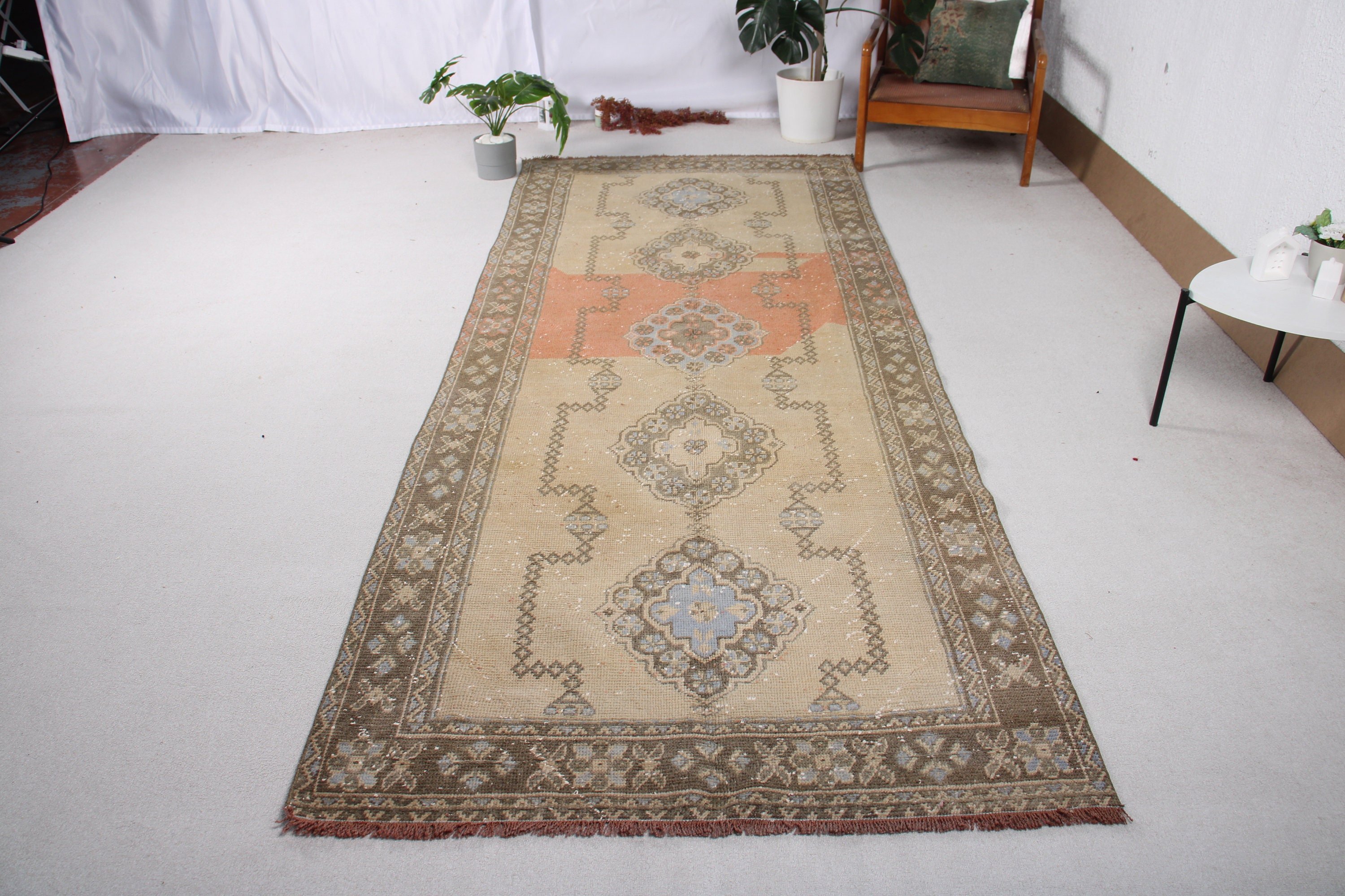 Anatolian Rug, Vintage Rug, Green Kitchen Rugs, Turkish Rug, 4.3x10.6 ft Large Rugs, Large Vintage Rug, Bedroom Rugs, Antique Rugs