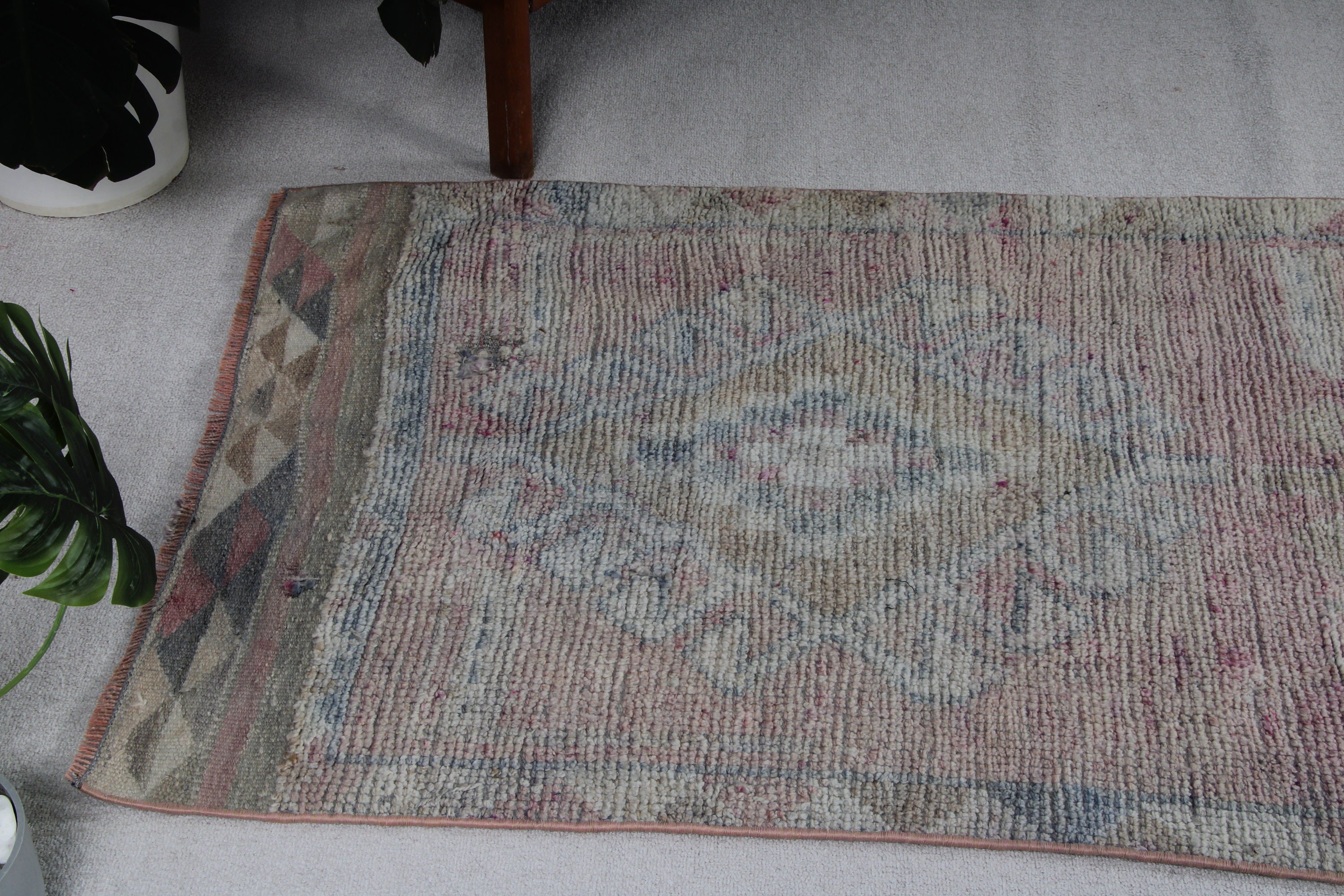 Lüks Halılar, Vintage Runner Halı, Türk Halıları, 3x10.4 ft Runner Halıları, Mavi Fas Halısı, Beni Ourain Runner Halısı, Vintage Halılar, Nötr Halı