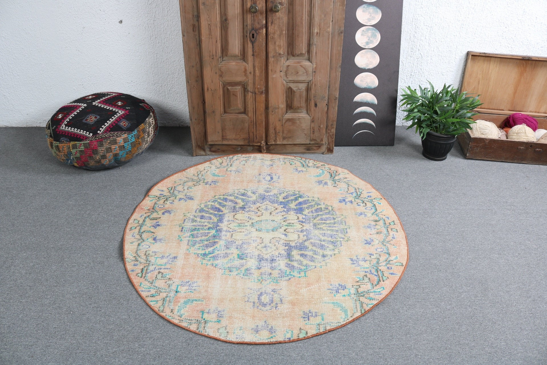 Organik Halı, Yatak Odası Halısı, Yün Halılar, Yatak Odası Halıları, Türk Halıları, 4,4x4,5 ft Aksan Halıları, Turuncu Yer Halıları, Vintage Halılar, Çocuk Halıları