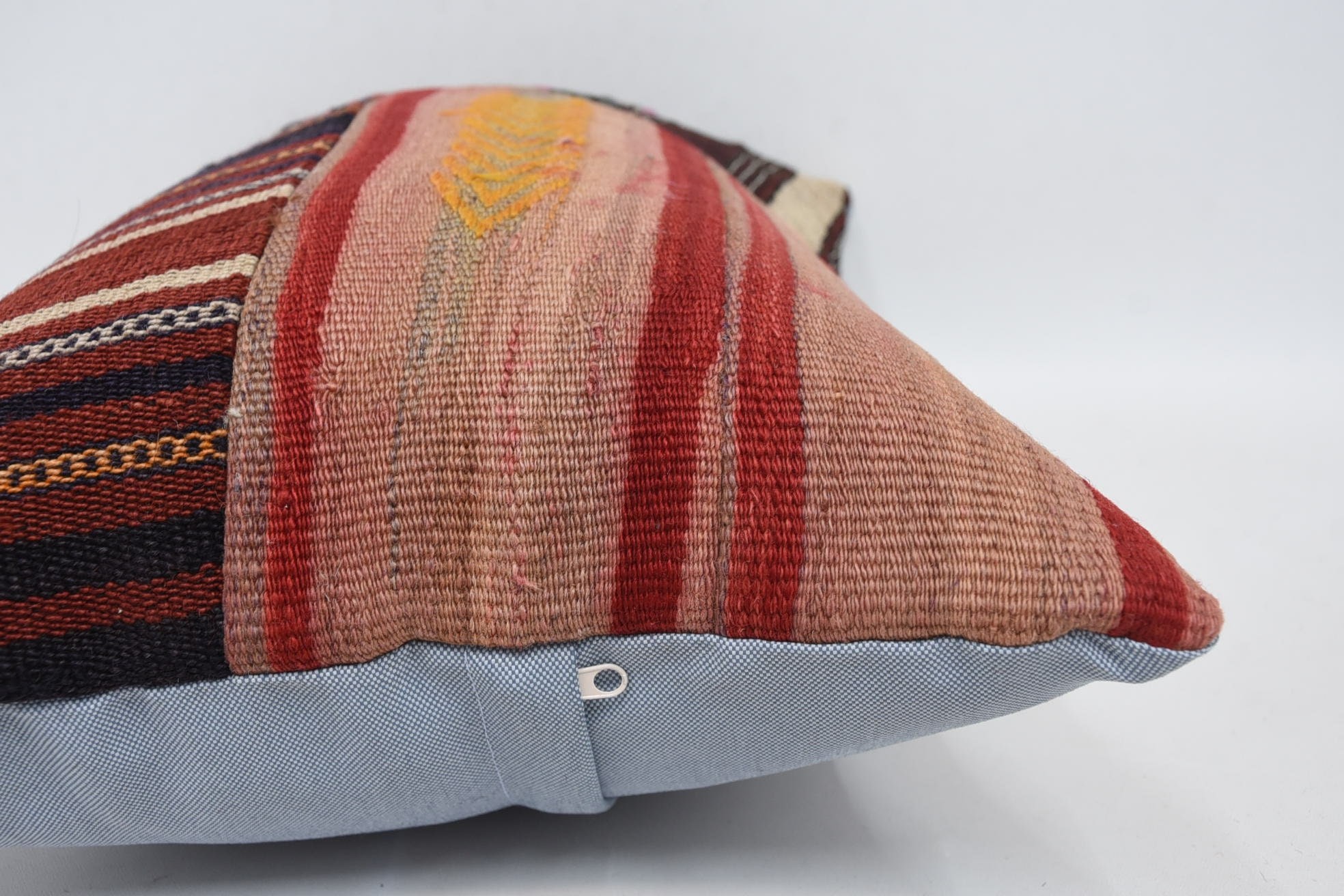 Ethnical Kilim Rug Pillow, Turkish Bench Pillow, Turkish Pillow, 16"x24" Brown Cushion Cover, Vintage Cushion, Kilim Pillow Cover