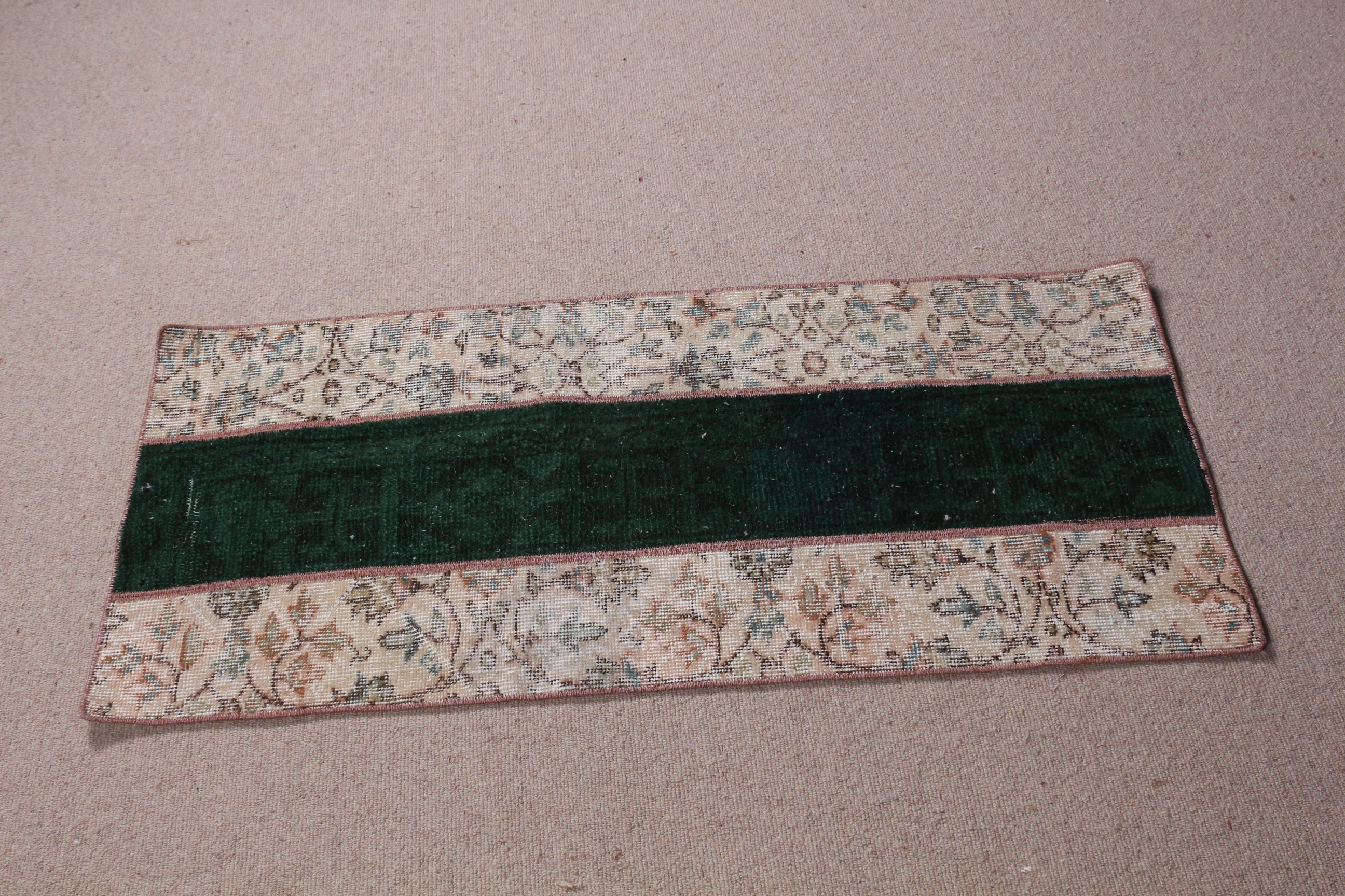 Green Oriental Rug, Vintage Rug, Turkish Rug, Bedroom Rug, 1.8x4.1 ft Small Rugs, Rugs for Car Mat, Cool Rug, Bathroom Rug, Aztec Rug