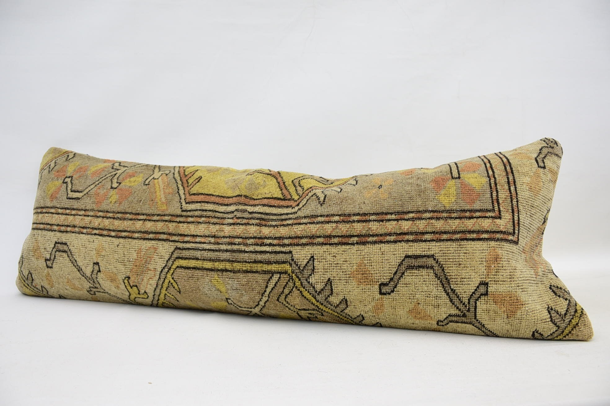 16"x48" Bej Yastık Sham, Art Deco Yastık Kılıfı, Araba Yastığı Sham, Kanepe Yastığı, Kanepe Yastık, Vintage Kilim Yastık, Kanepe Yastık