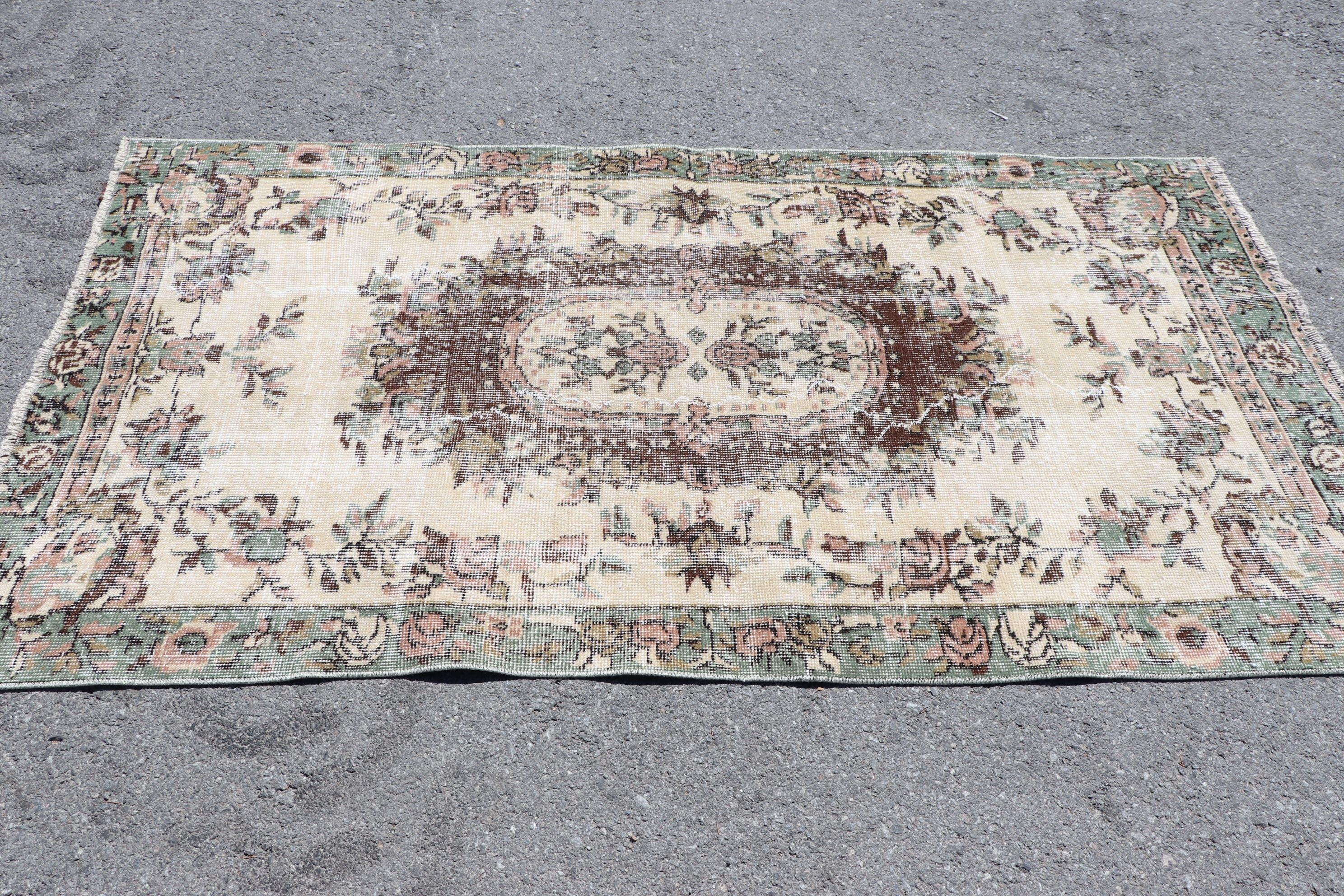 Moroccan Rugs, 3.6x6.6 ft Accent Rugs, Vintage Decor Rugs, Turkish Rug, Vintage Rug, Kitchen Rug, Beige Bedroom Rugs, Rugs for Kitchen