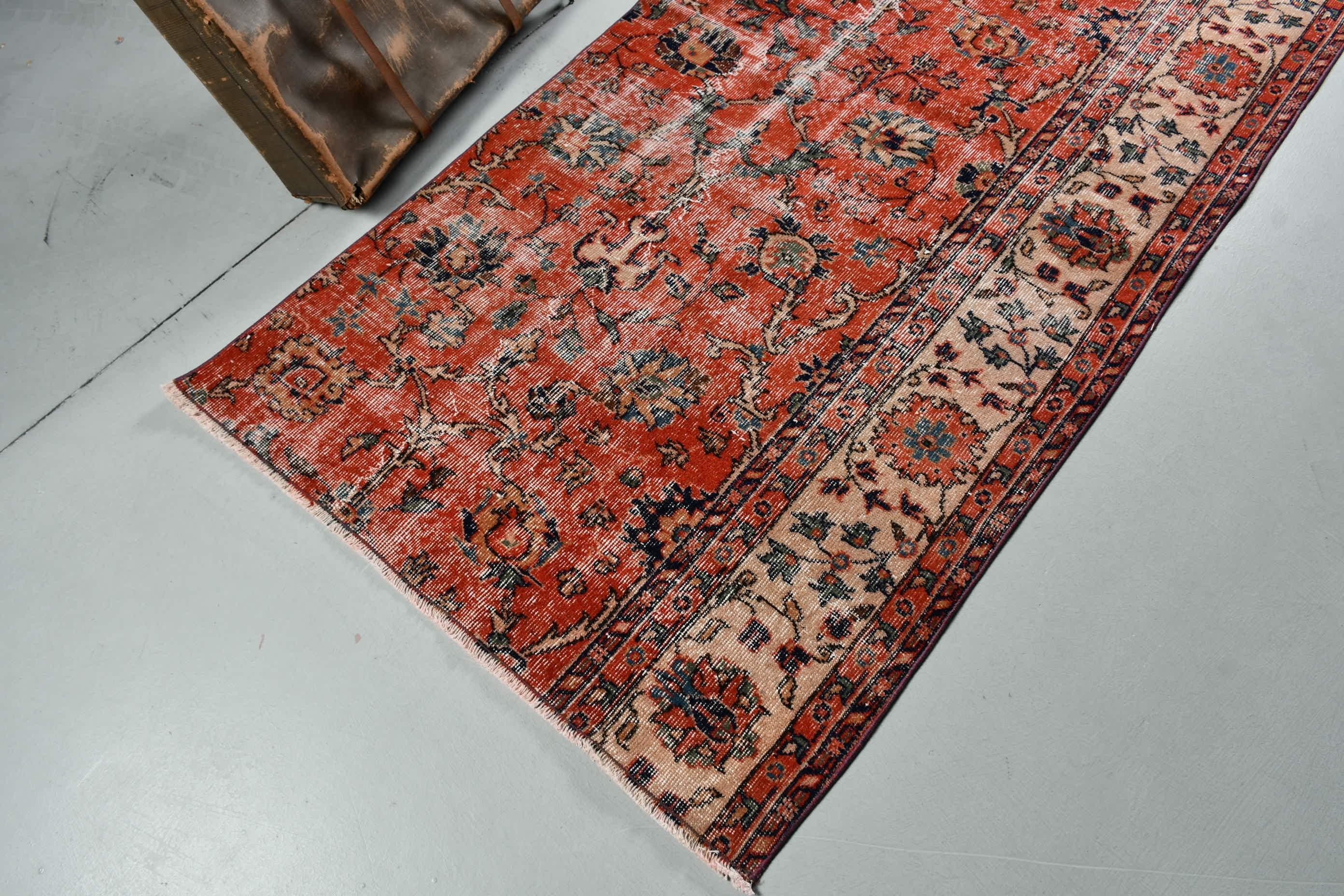 Nursery Rug, Bohemian Rug, 3.7x7.7 ft Area Rug, Oriental Rug, Turkish Rug, Vintage Rugs, Home Decor Rug, Red Floor Rug, Rugs for Nursery