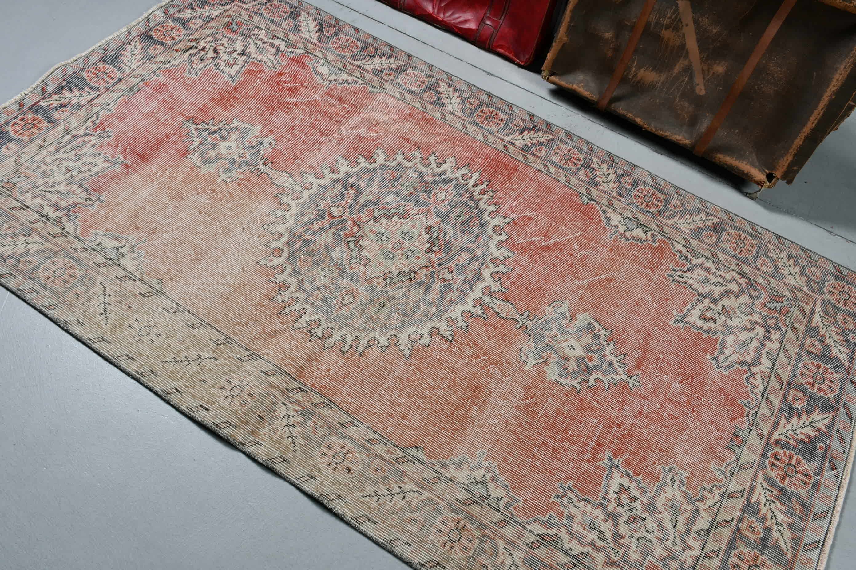 Oriental Rug, Floor Rug, Oushak Rug, Turkish Rug, Vintage Rug, Red Moroccan Rug, Vintage Decor Rug, 4x6.9 ft Area Rug, Rugs for Bedroom