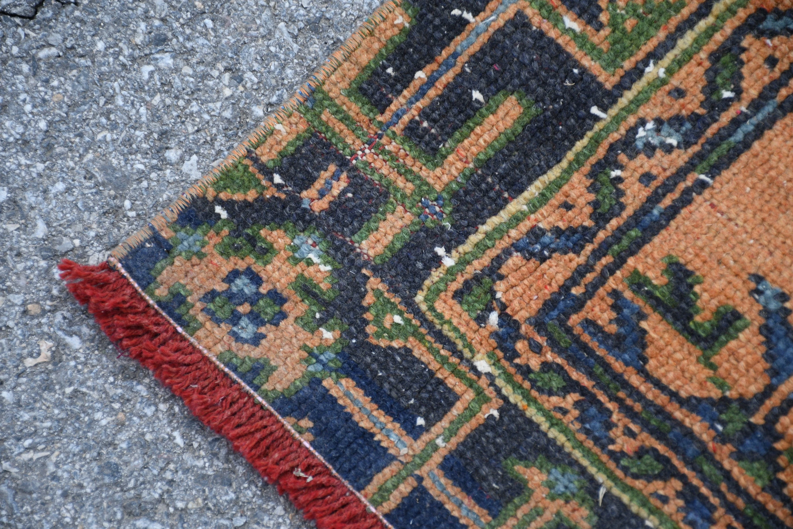 Orange Anatolian Rug, Antique Rug, Organic Rug, Turkish Rugs, Corridor Rug, Hallway Rug, 4x10.8 ft Runner Rugs, Oushak Rug, Vintage Rugs