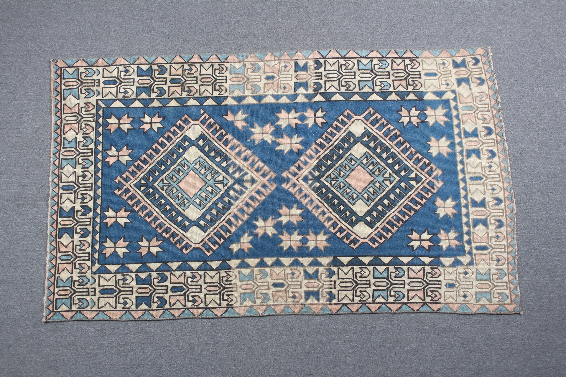 Antika Halılar, Vintage Halılar, Çocuk Halısı, Aztek Halısı, Mavi Zemin Halısı, Ev Dekorasyonu Halıları, 3,7x6,4 ft Accent Halıları, Türk Halısı, Mutfak Halısı