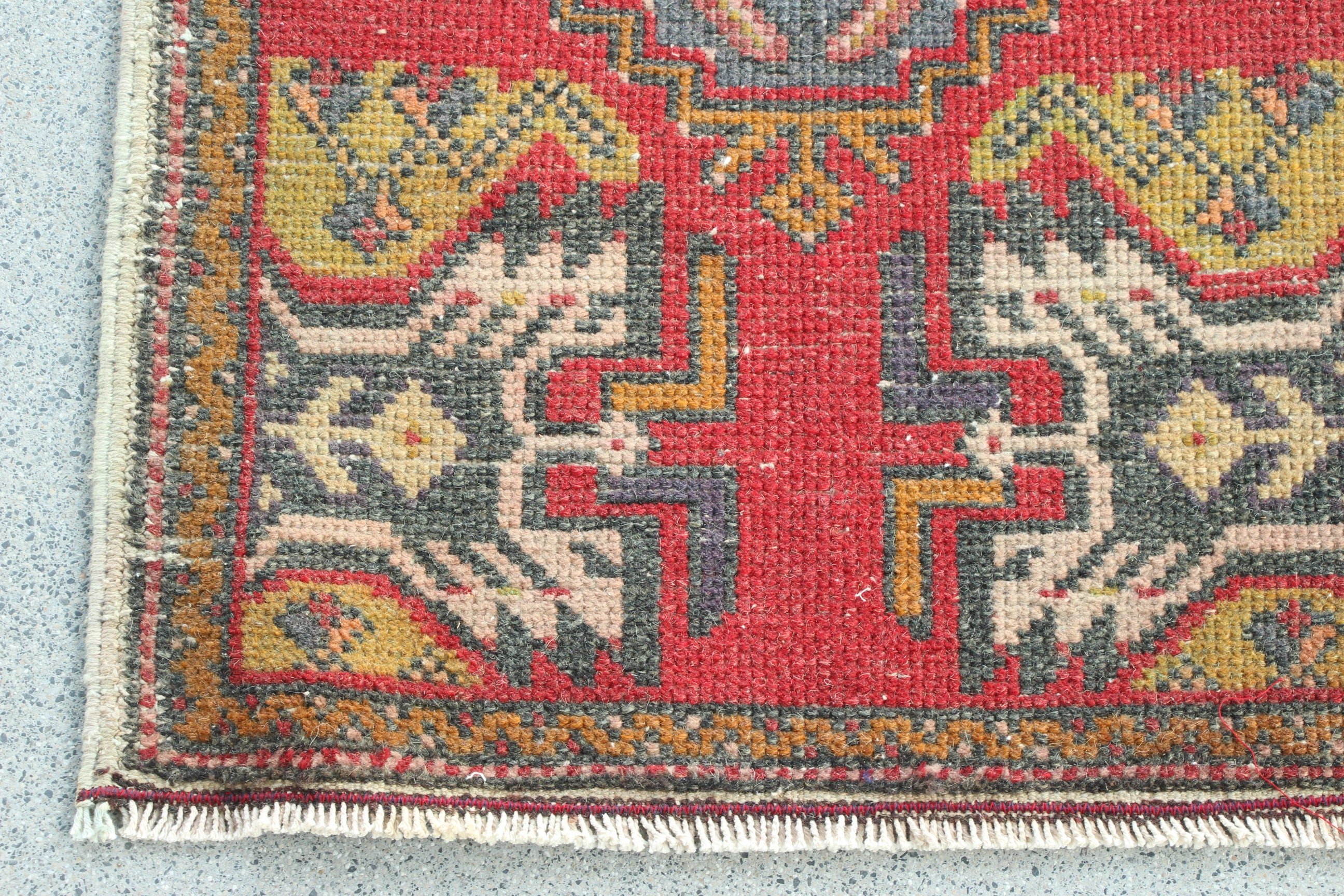 Vintage Halı, 1.7x3.2 ft Küçük Halılar, Türk Halısı, Küçük Alan Halıları, Kapı Paspas Halıları, Ev Dekor Halısı, Düz Dokuma Halılar, Kırmızı Yatak Odası Halıları