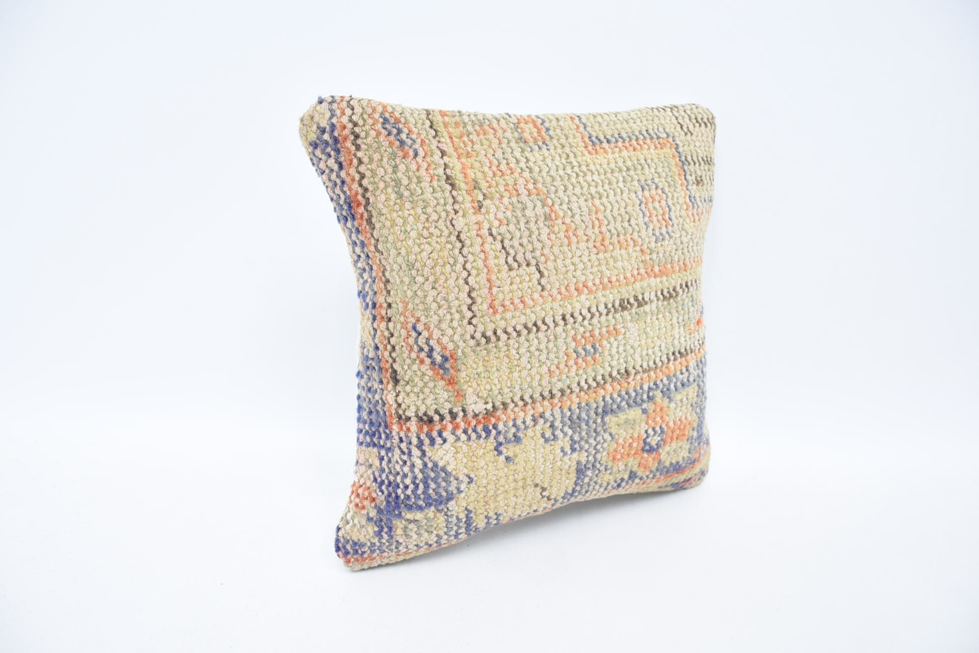 Vintage Pillow, Kilim Pillow, Vintage Kilim Pillow, 12"x12" Beige Cushion Cover, Ottoman Pillow, Cozy Throw Cushion Cover