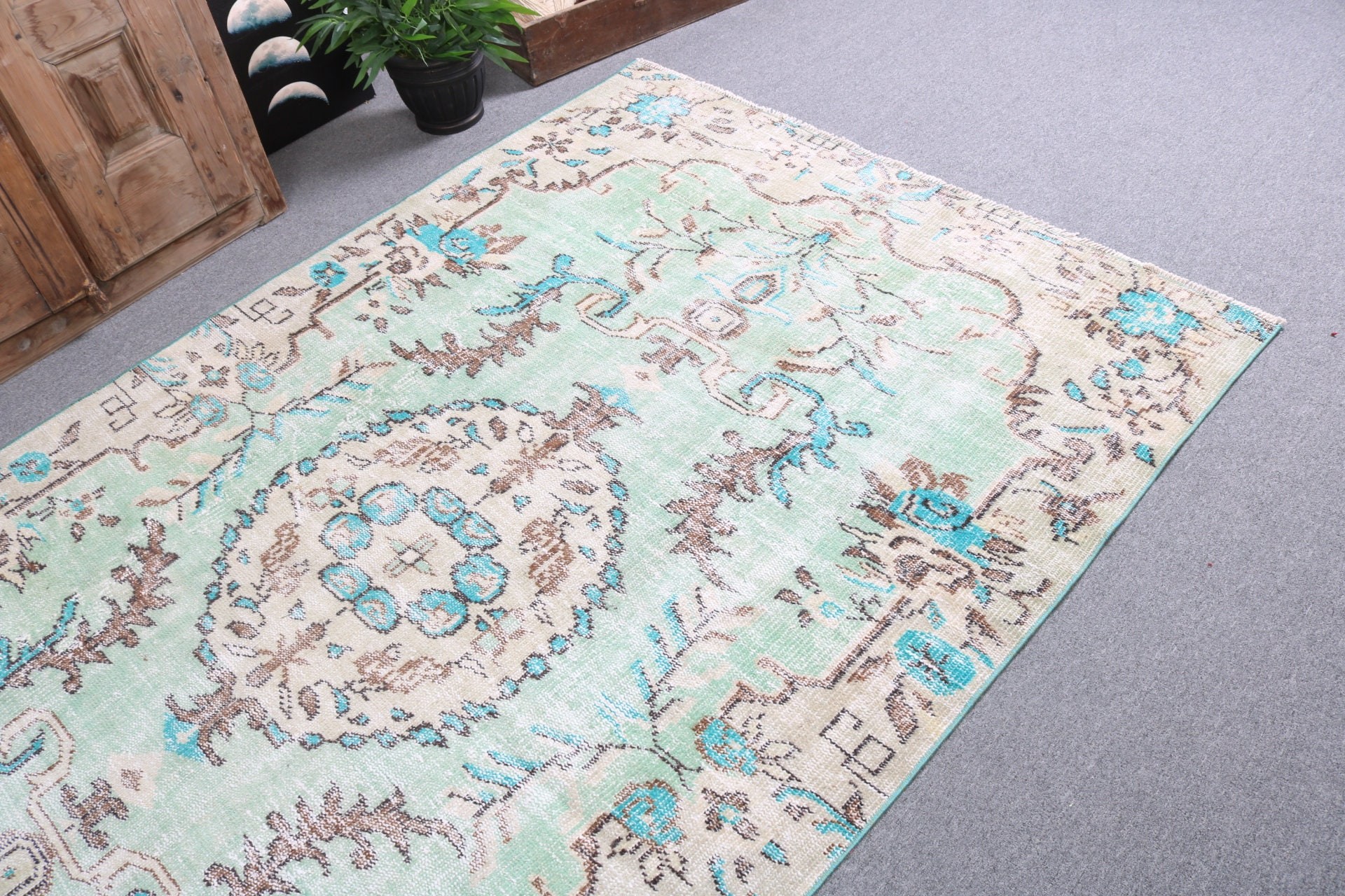 Green Wool Rugs, Dining Room Rug, Bedroom Rug, 4.9x8.4 ft Large Rugs, Turkish Rug, Large Vintage Rug, Vintage Rug, Organic Rugs, Floor Rugs