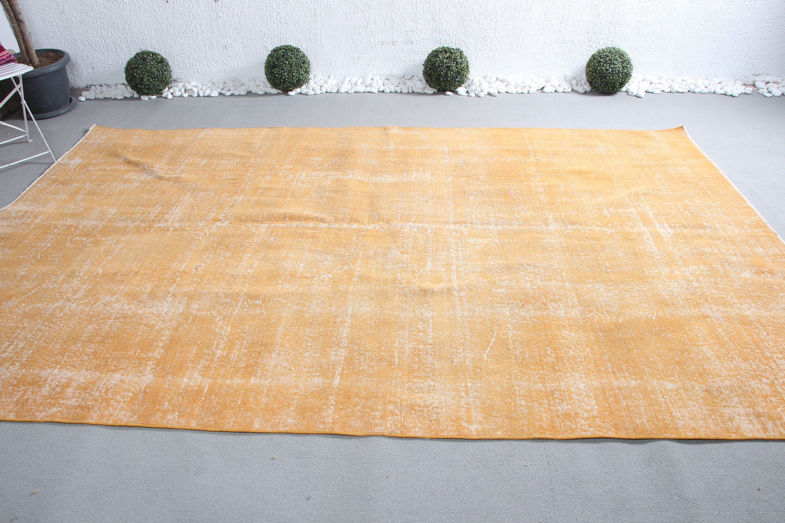 Orange Antique Rugs, Vintage Rug, Home Decor Rug, Living Room Rug, Pale Rugs, Bedroom Rug, Kitchen Rug, Turkish Rugs, 6.7x10.3 ft Large Rug