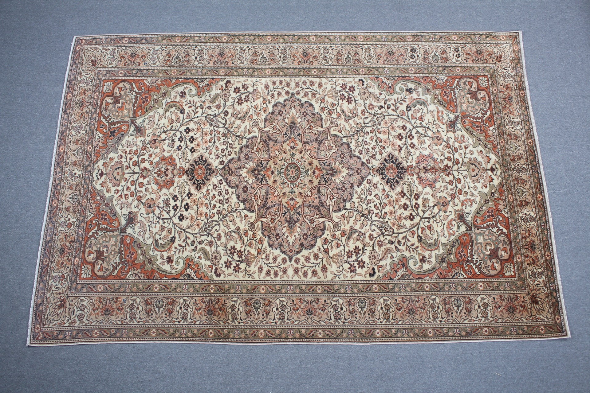 Salon Halıları, Bej Fas Halısı, Aztek Halısı, Anadolu Halısı, Yemek Odası Halısı, Vintage Halı, Türk Halısı, Yatak Odası Halısı, 6,6x9,7 ft Büyük Halılar