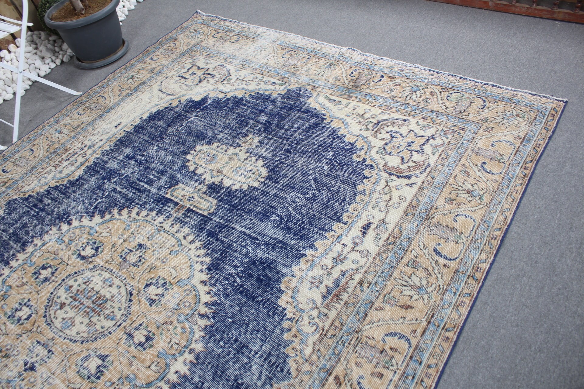 7.1x10.2 ft Oversize Rug, Saloon Rugs, Vintage Rugs, Salon Rugs, Turkish Rugs, Home Decor Rugs, Wool Rugs, Custom Rugs, Blue Antique Rug