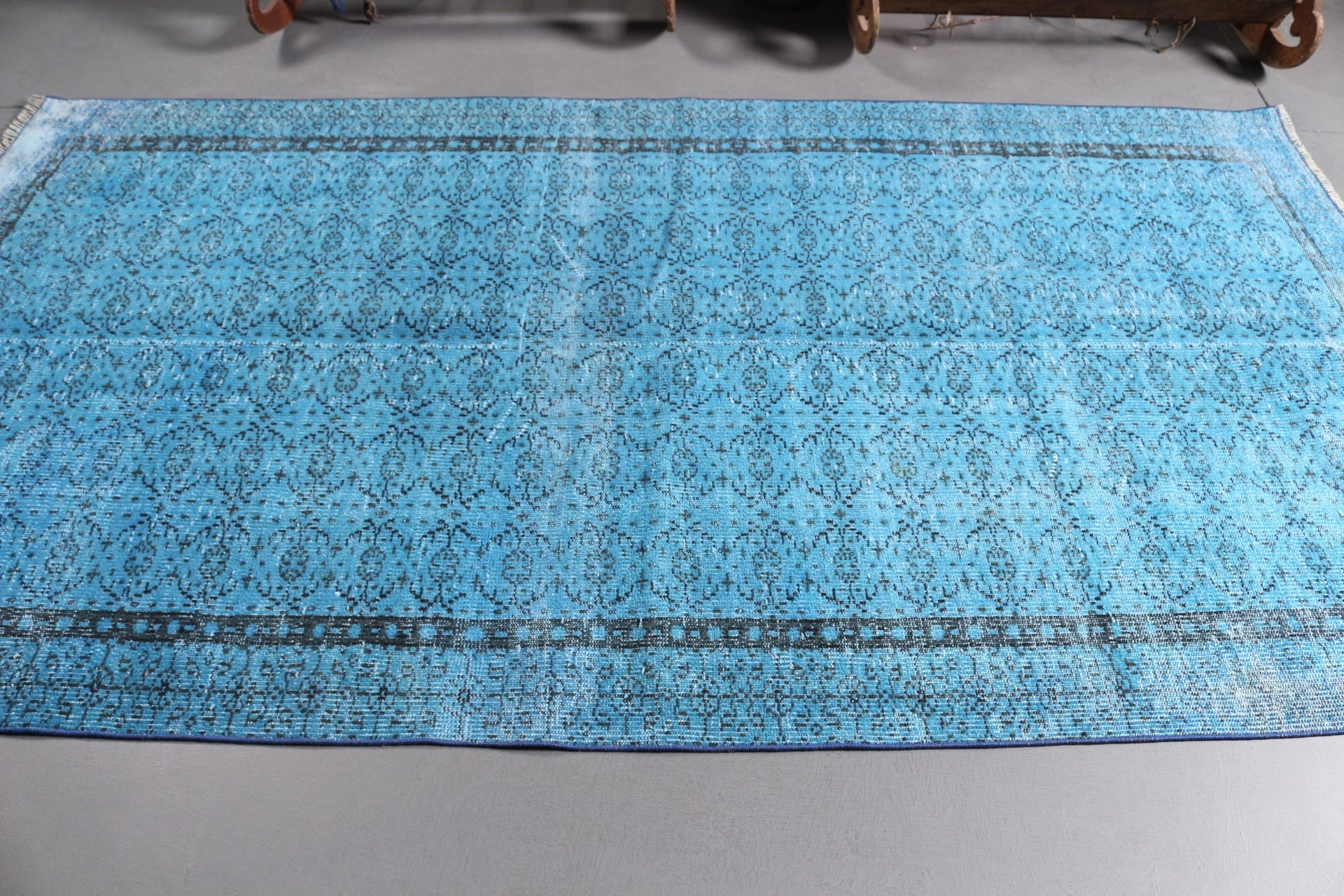 Oushak Halıları, Türk Halıları, Yatak Odası Halısı, Vintage Halılar, Salon Halısı, 4,9x8,9 ft Büyük Halı, Salon Halıları, Mavi Antika Halılar