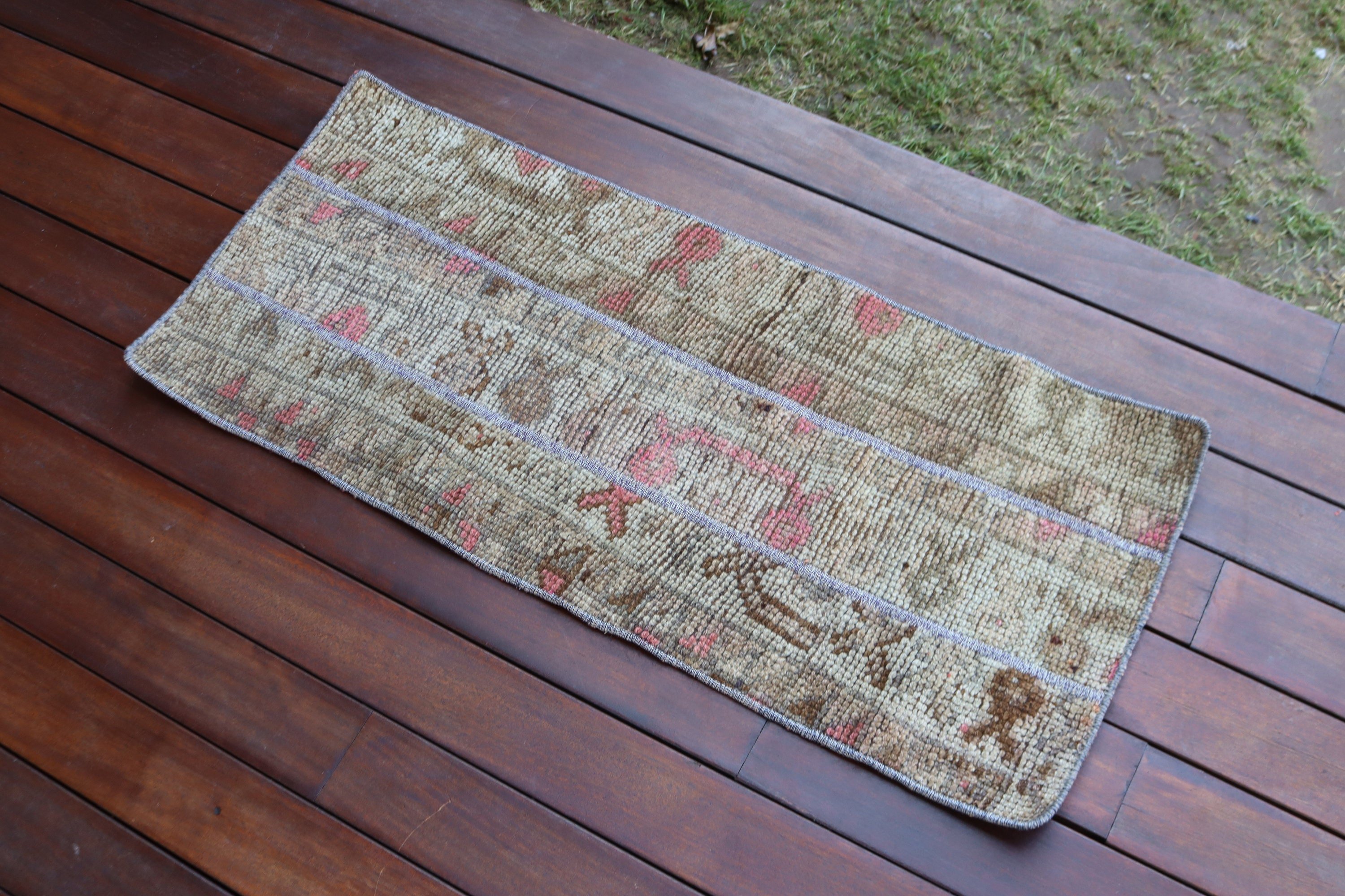 Oushak Rugs, Vintage Rug, Rugs for Nursery, Entry Rug, Turkish Rugs, Bathroom Rug, Antique Rug, 1.3x3.1 ft Small Rugs, Brown Wool Rug