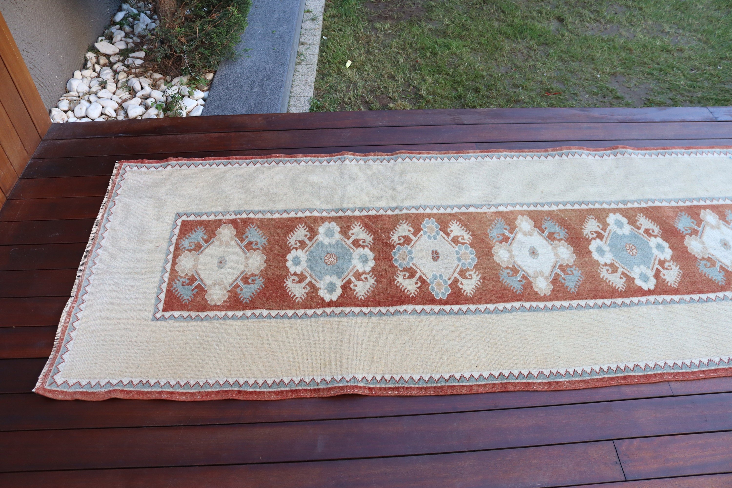 Vintage Halılar, Yer Halısı, Etnik Halılar, Düz Dokuma Halı, Türk Halıları, Koridor Halıları, Bej Antika Halılar, 2.8x9.8 ft Runner Halısı, Koridor Halısı