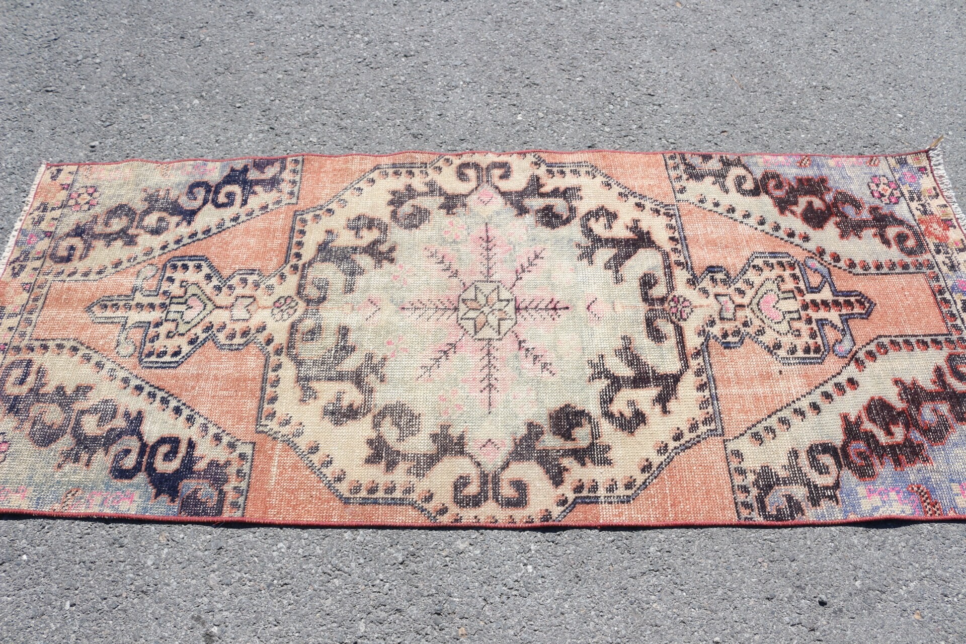 Entry Rug, Bedroom Rug, Vintage Rug, Orange  2.7x6.7 ft Accent Rug, Turkish Rug, Turkey Rug, Antique Rug, Anatolian Rug