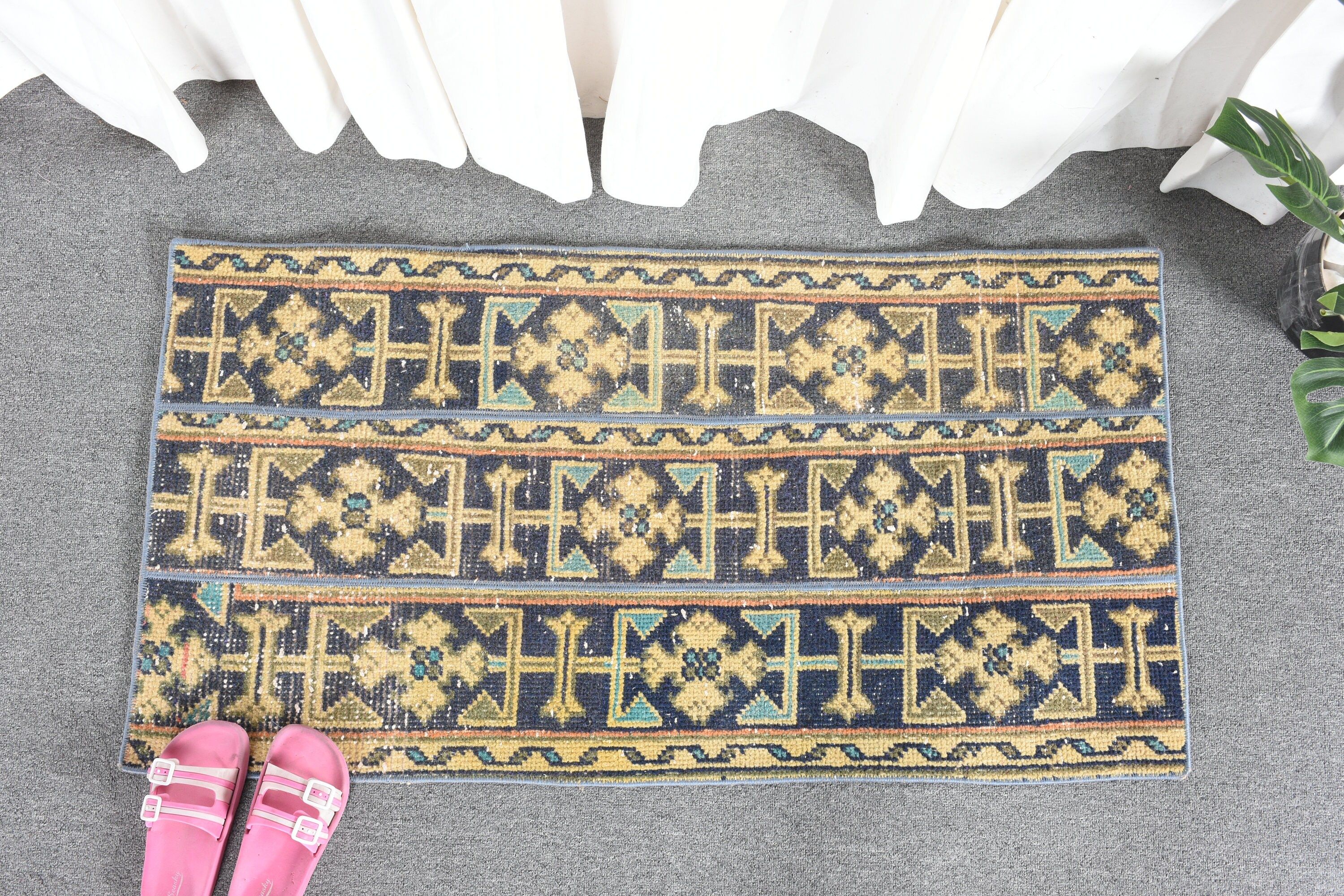 Vintage Rug, Kitchen Rugs, Boho Rug, Antique Rugs, Beige Floor Rug, Turkish Rug, 1.9x3.6 ft Small Rug, Rugs for Kitchen, Bedroom Rug