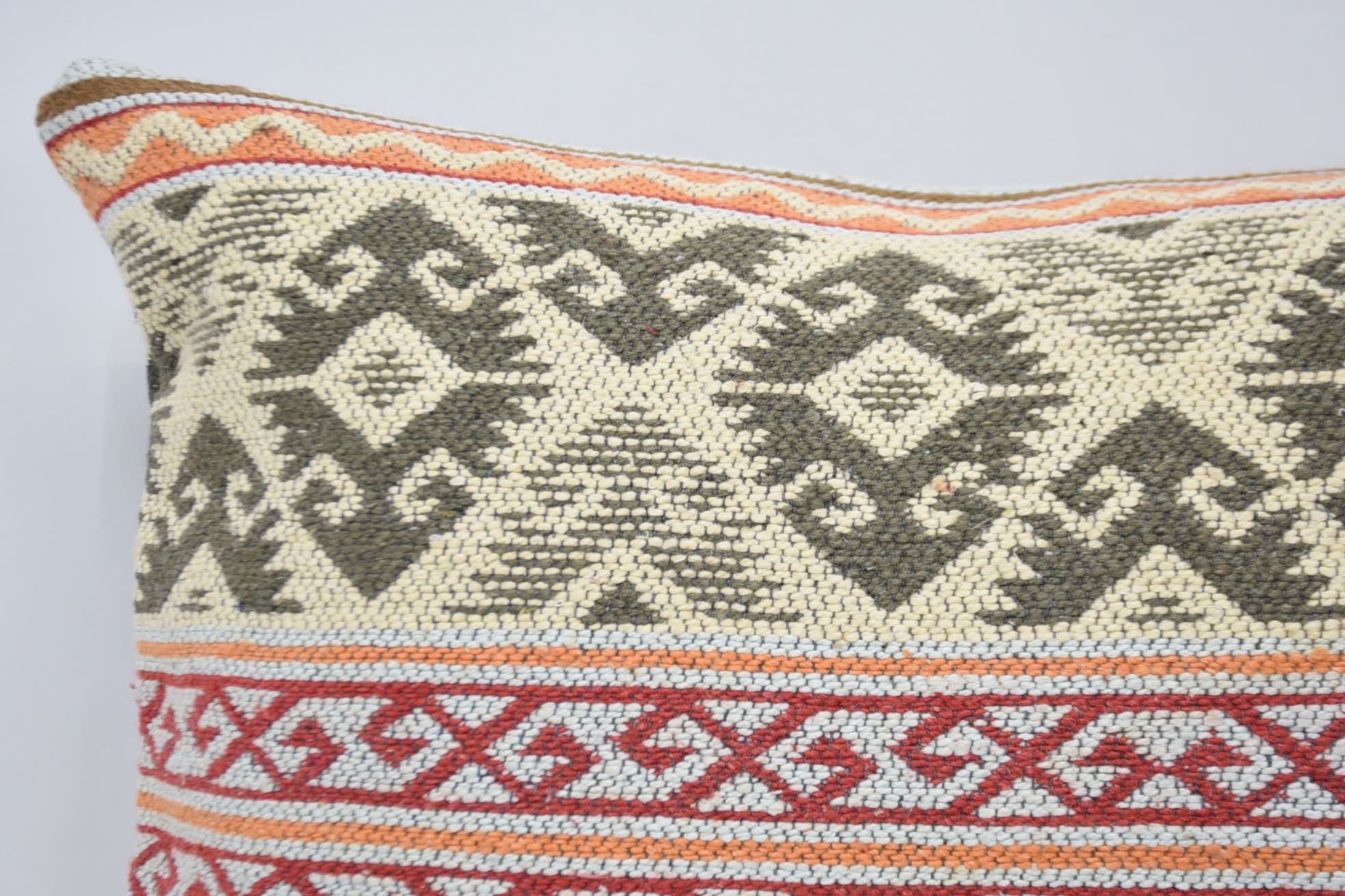16"x24" White Pillow Sham, Kilim Pillow Cover, Throw Kilim Pillow, Aesthetic Pillow, Decorative Throw Pillow, Vintage Kilim Pillow