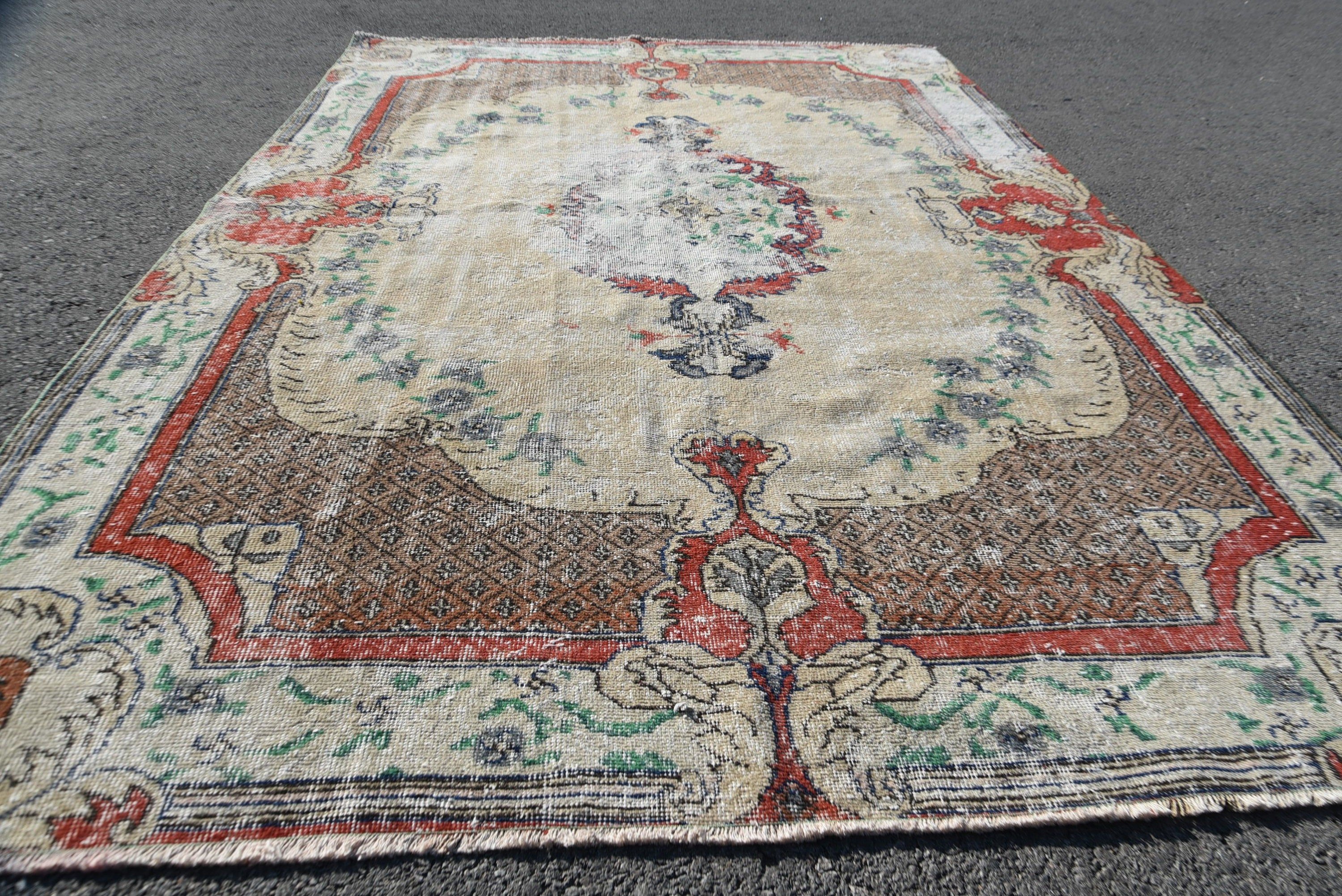 Living Room Rug, Pale Rugs, Turkish Rug, Cool Rug, Bedroom Rug, 6.1x9.2 ft Large Rugs, Kitchen Rug, Vintage Rugs, Rugs for Dining Room