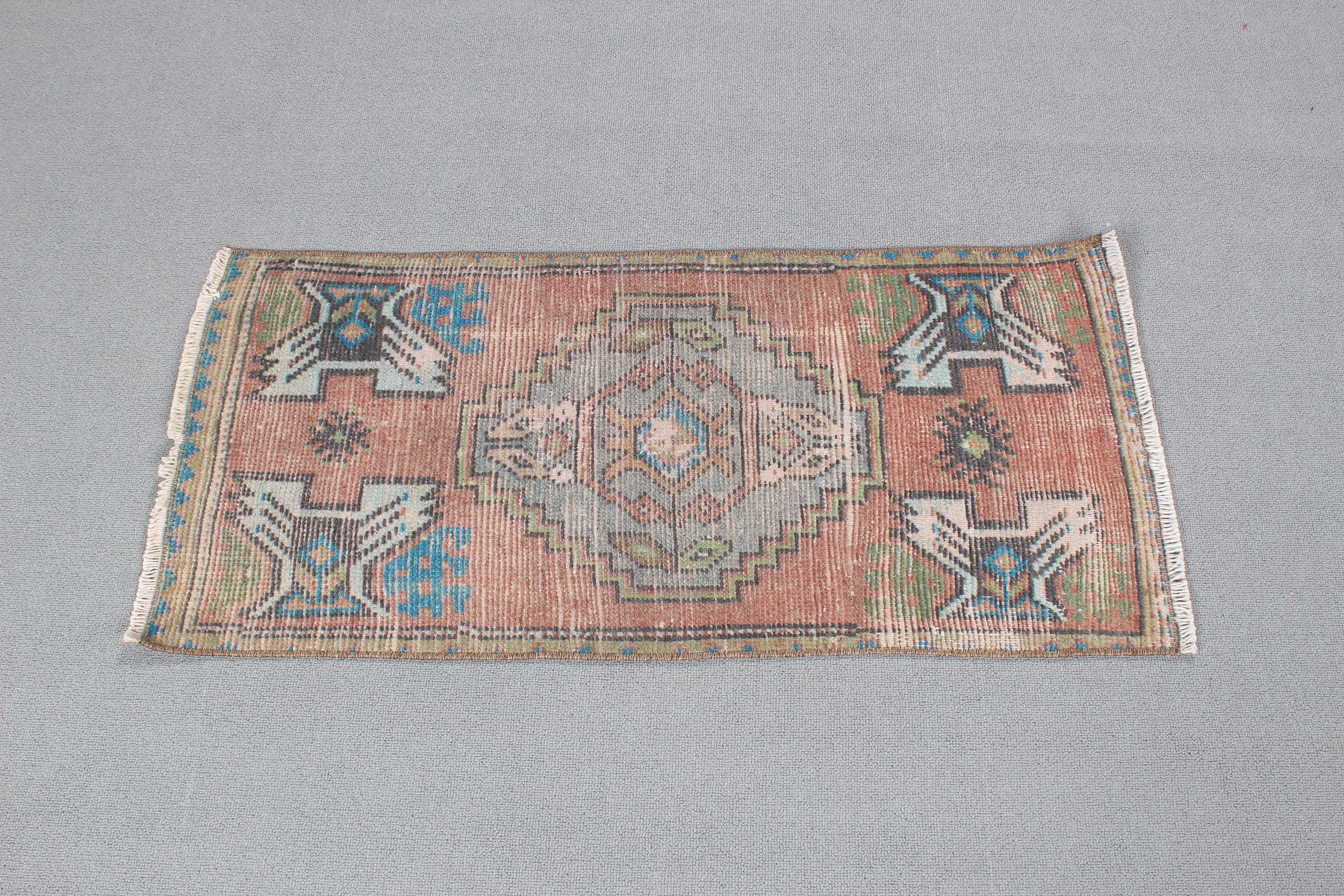 Lüks Halılar, 1.4x3.1 ft Küçük Halılar, Türk Halıları, Kahverengi Fas Halısı, Duvara Asılı Halılar, Geometrik Halılar, Banyo Halıları, Boho Halıları, Vintage Halılar