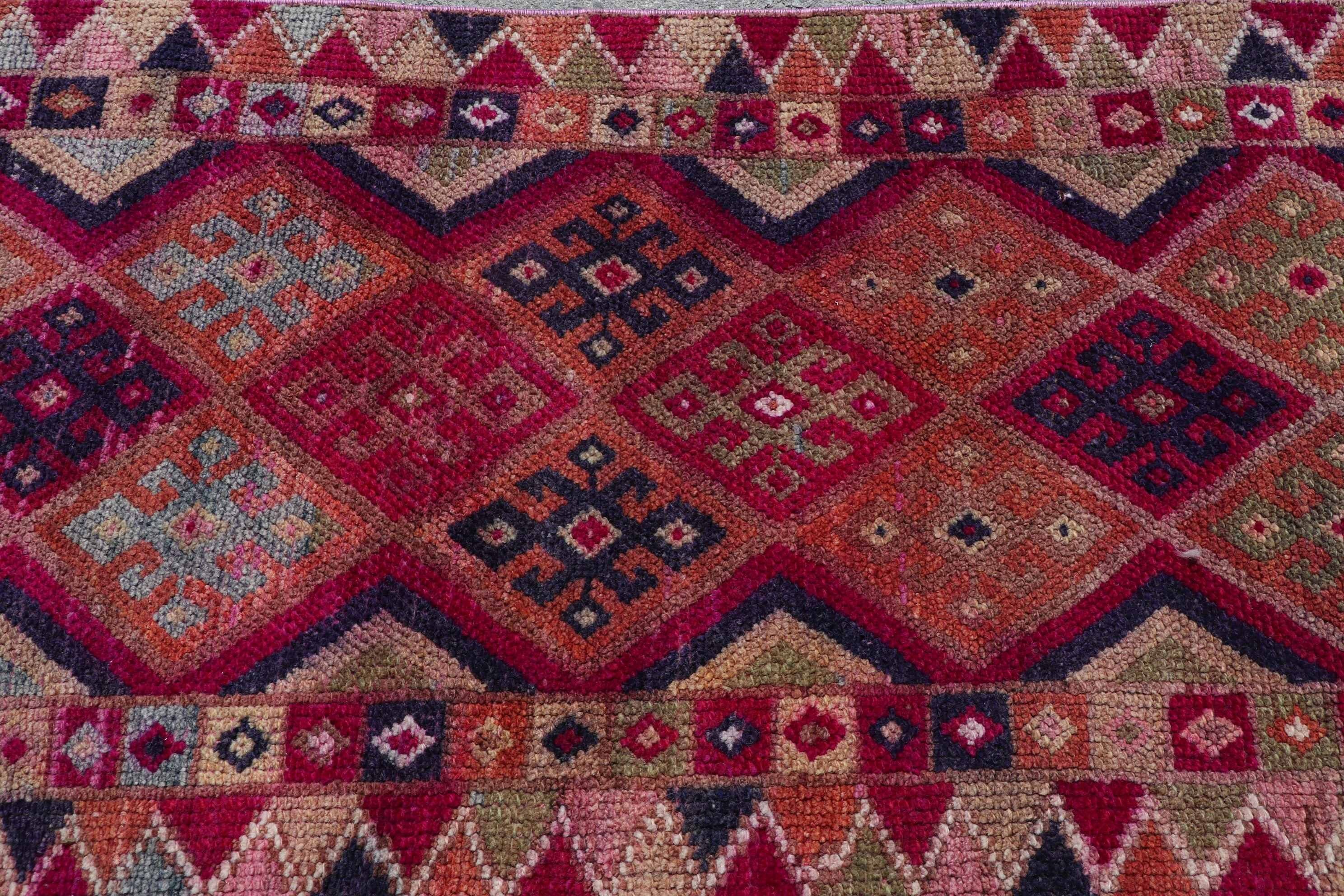 Vintage Rug, Turkish Rug, Rugs for Runner, 2.9x10.1 ft Runner Rugs, Bohemian Rug, Stair Rugs, Pink Floor Rug, Anatolian Rug, Cool Rug