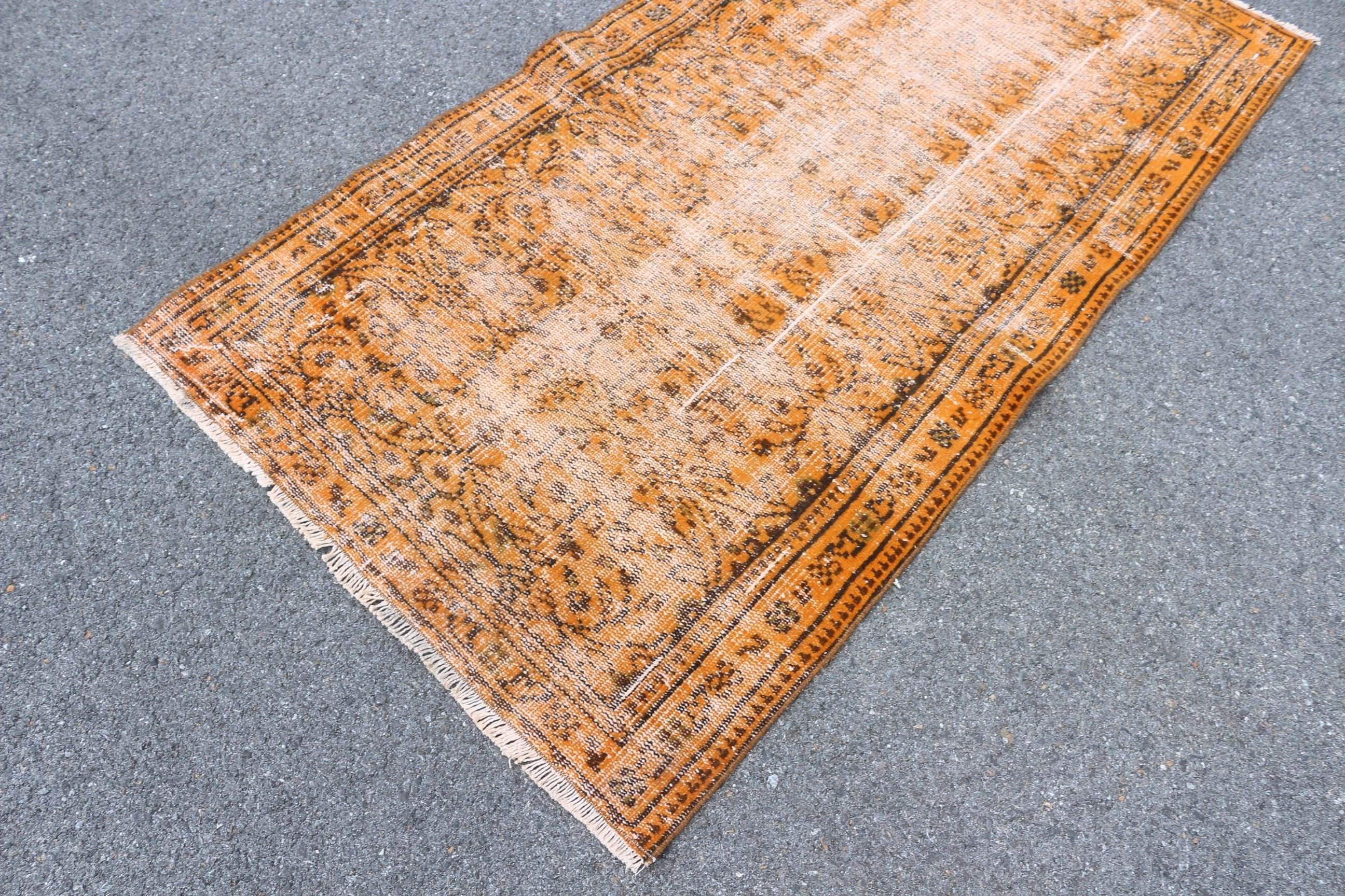 Home Decor Rug, Abstract Rug, Orange  2.9x5.7 ft Accent Rug, Nursery Rug, Vintage Rug, Entry Rug, Turkish Rug, Anatolian Rug