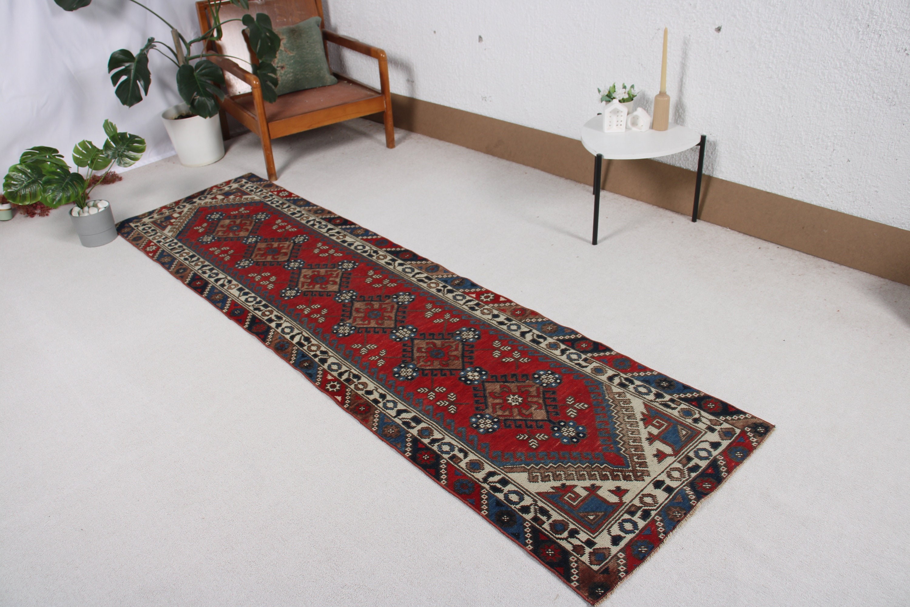 Mutfak Halıları, Türk Halısı, Kırmızı Lüks Halı, 2,4x8,7 ft Runner Halısı, Vintage Runner Halısı, Vintage Halı, Fas Halısı, Oryantal Halılar